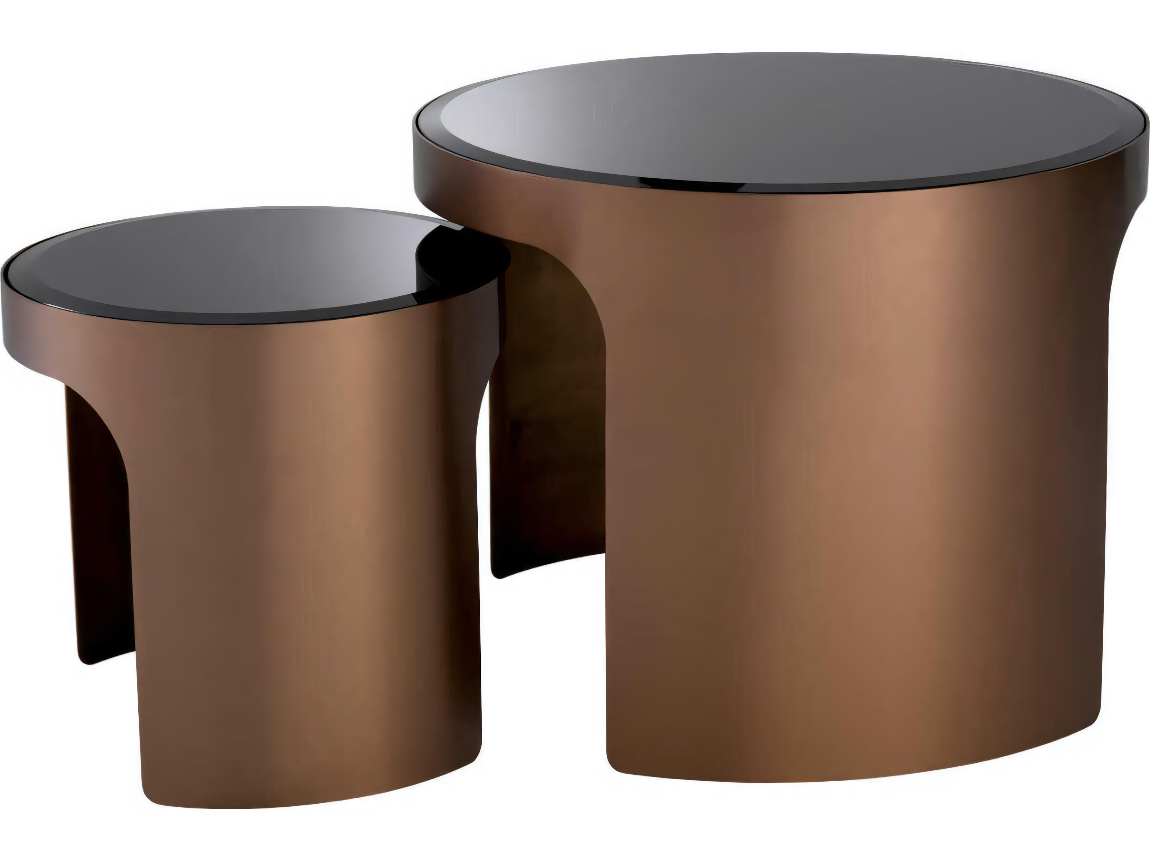 Eichholtz Piemonte Brushed Copper Set of 2 Side Table
