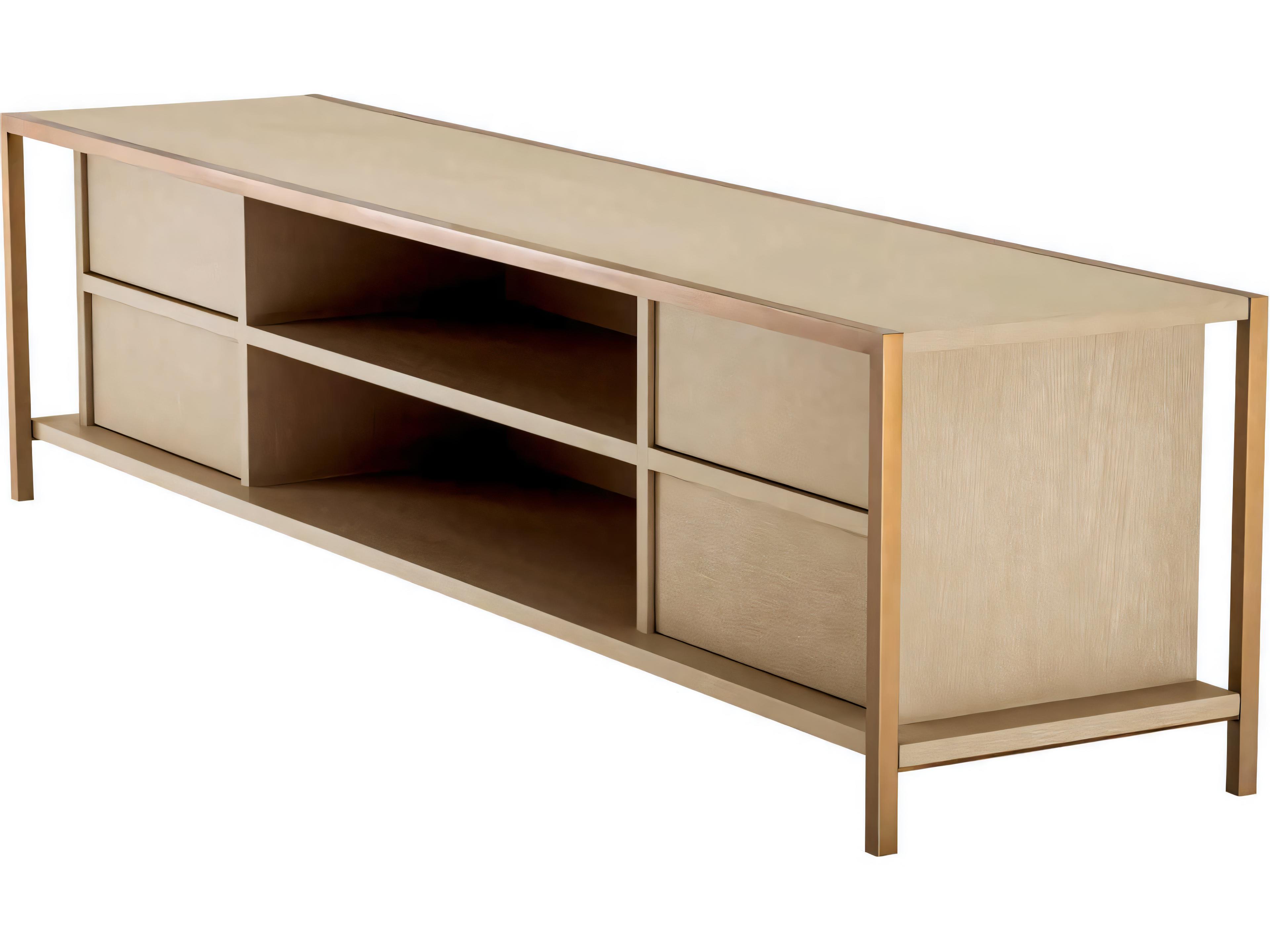 Eichholtz Wilmot Washed Oak Veneer Brushed Brass Tv Cabinet