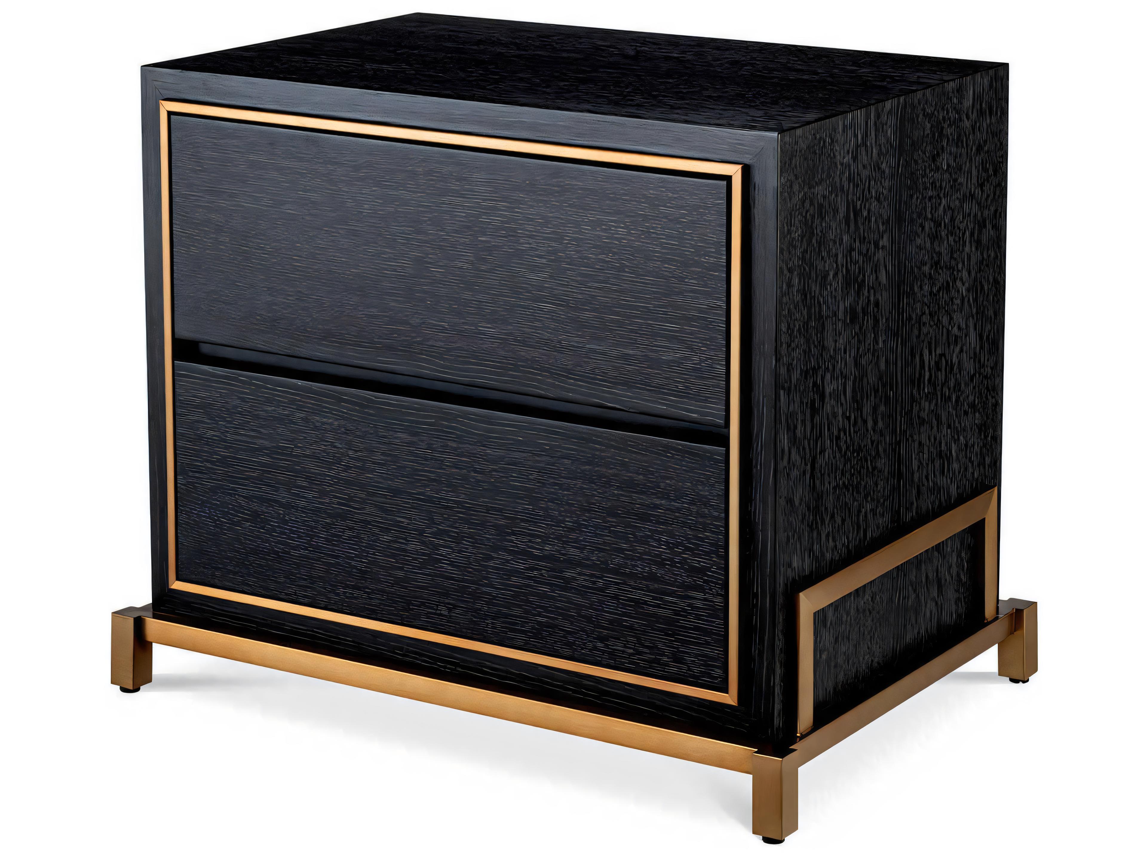 Eichholtz Hazel Charcoal Grey Oak Veneer Nightstand