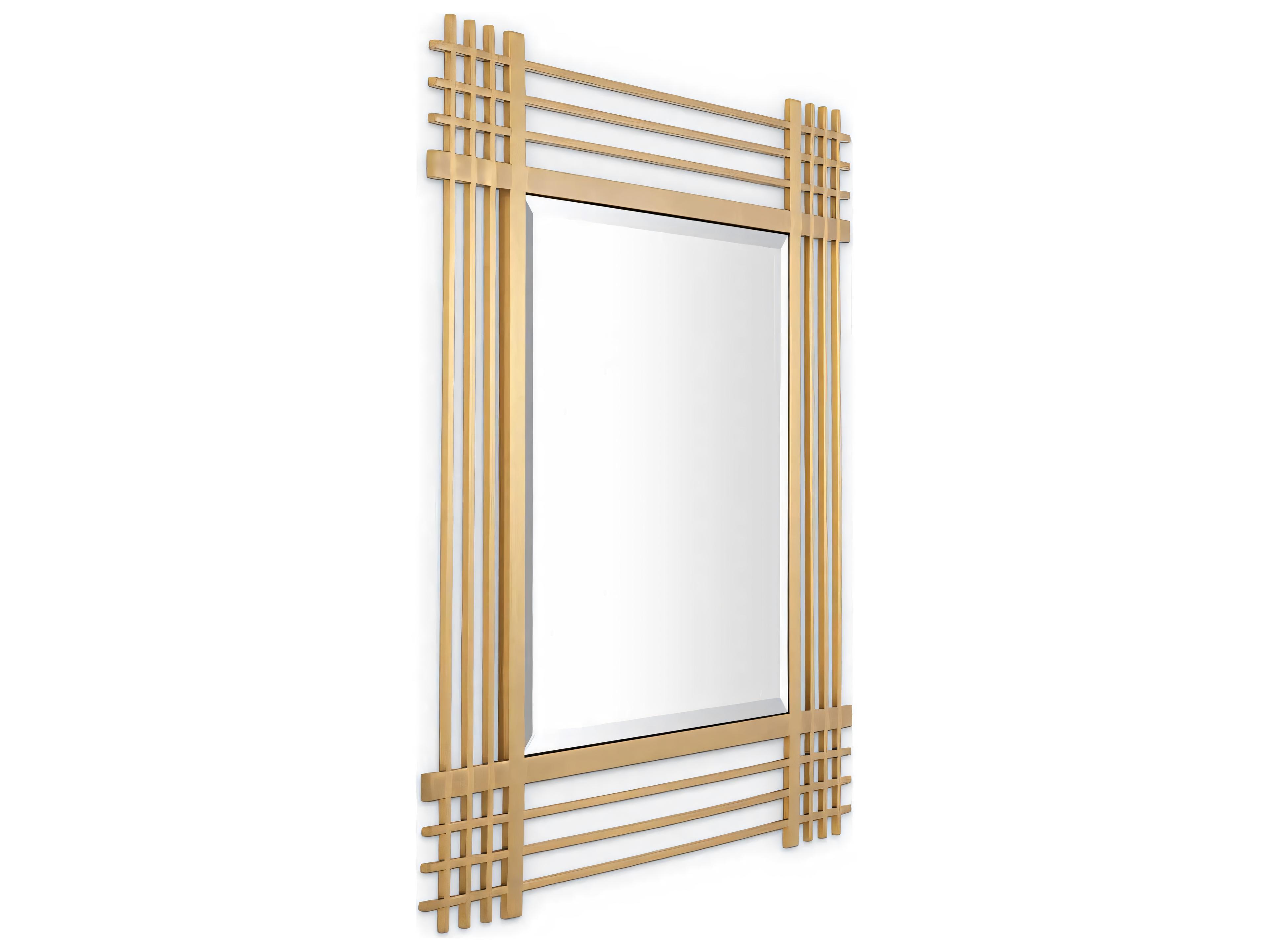 Pierce Square Brushed Brass Mirror