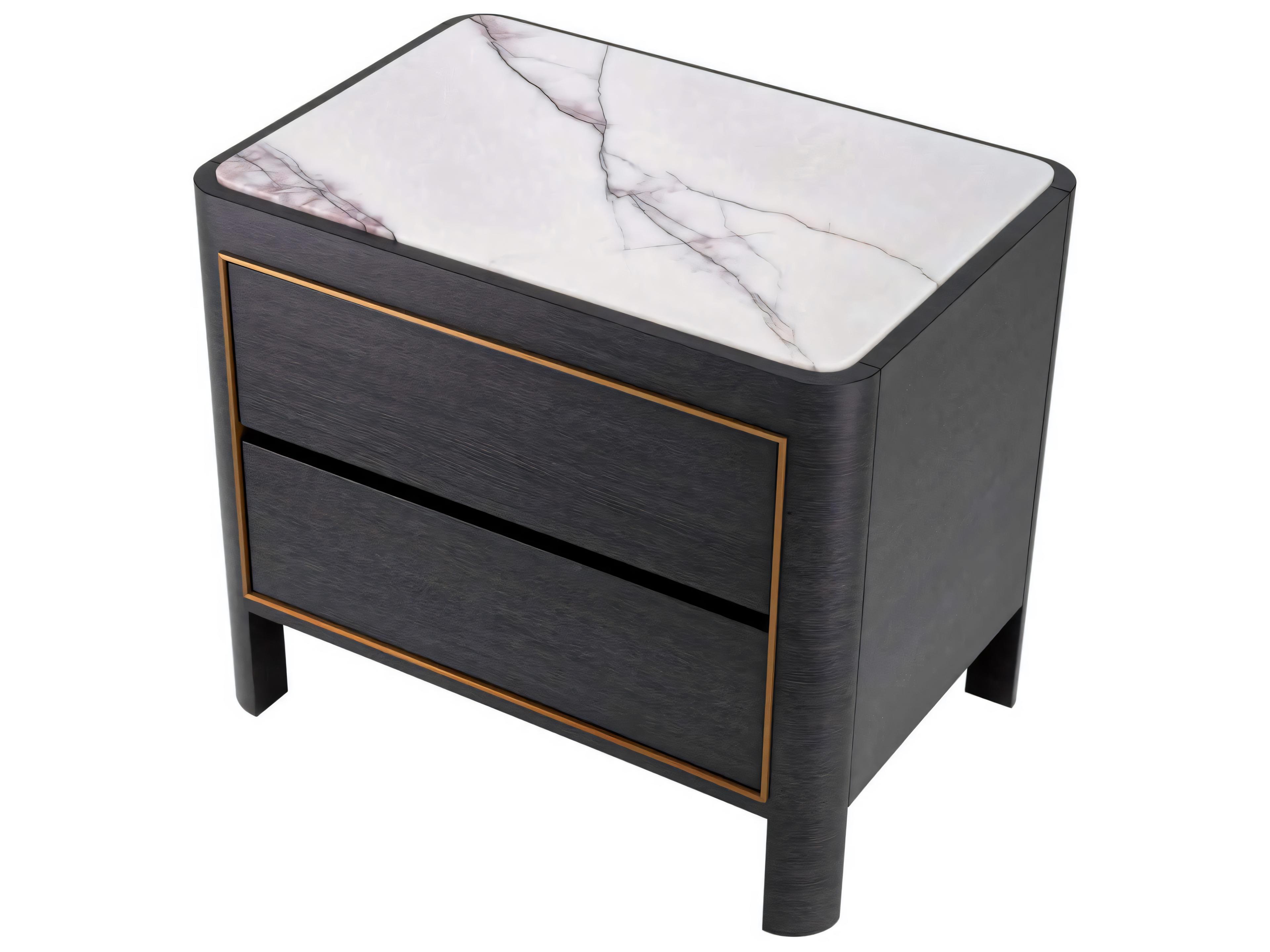 Eichholtz Corazon Charcoal Grey Oak Veneer Nightstand