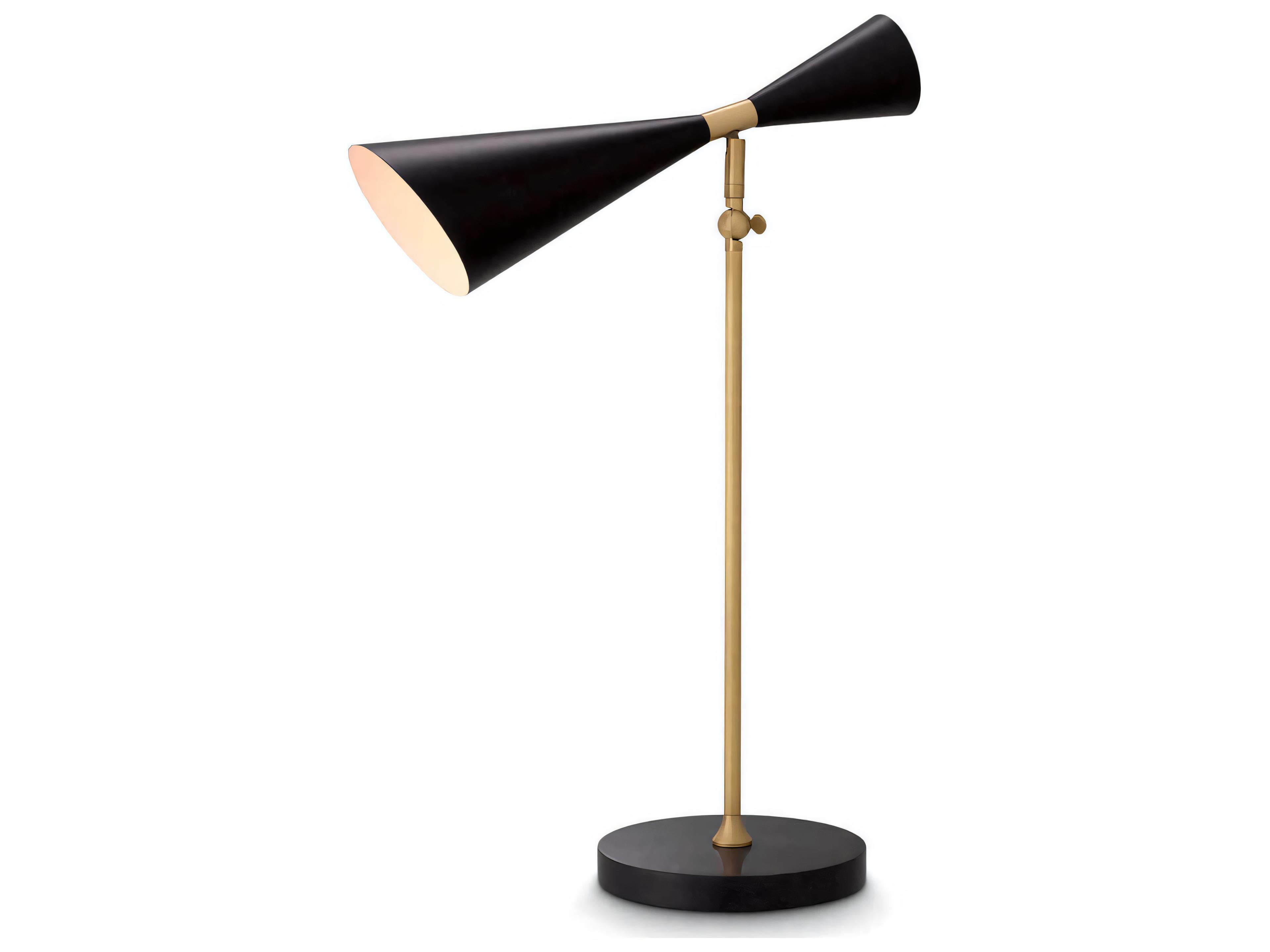 Milos Desk Lamp in Antique Brass and Black with Marble Base