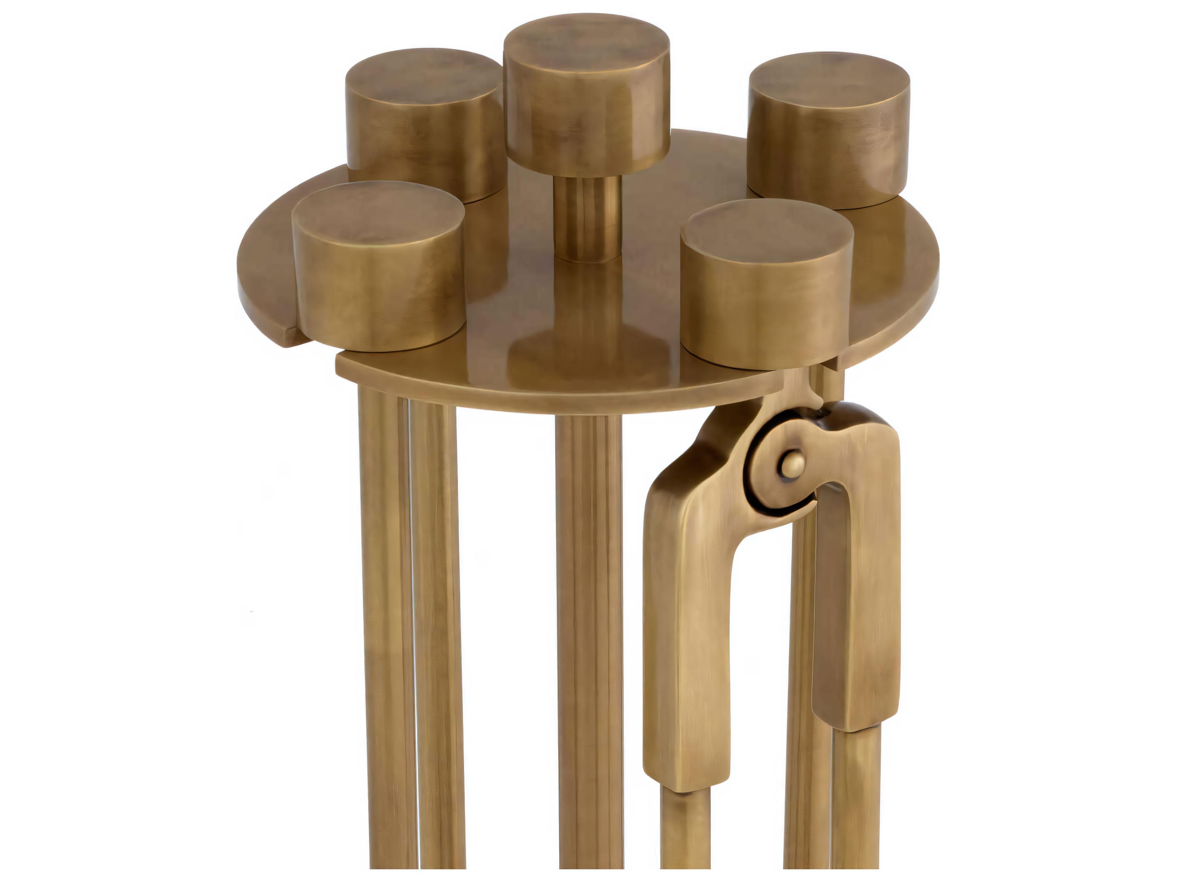 Eichholtz Lara Set Vintage Brass Fire Tools