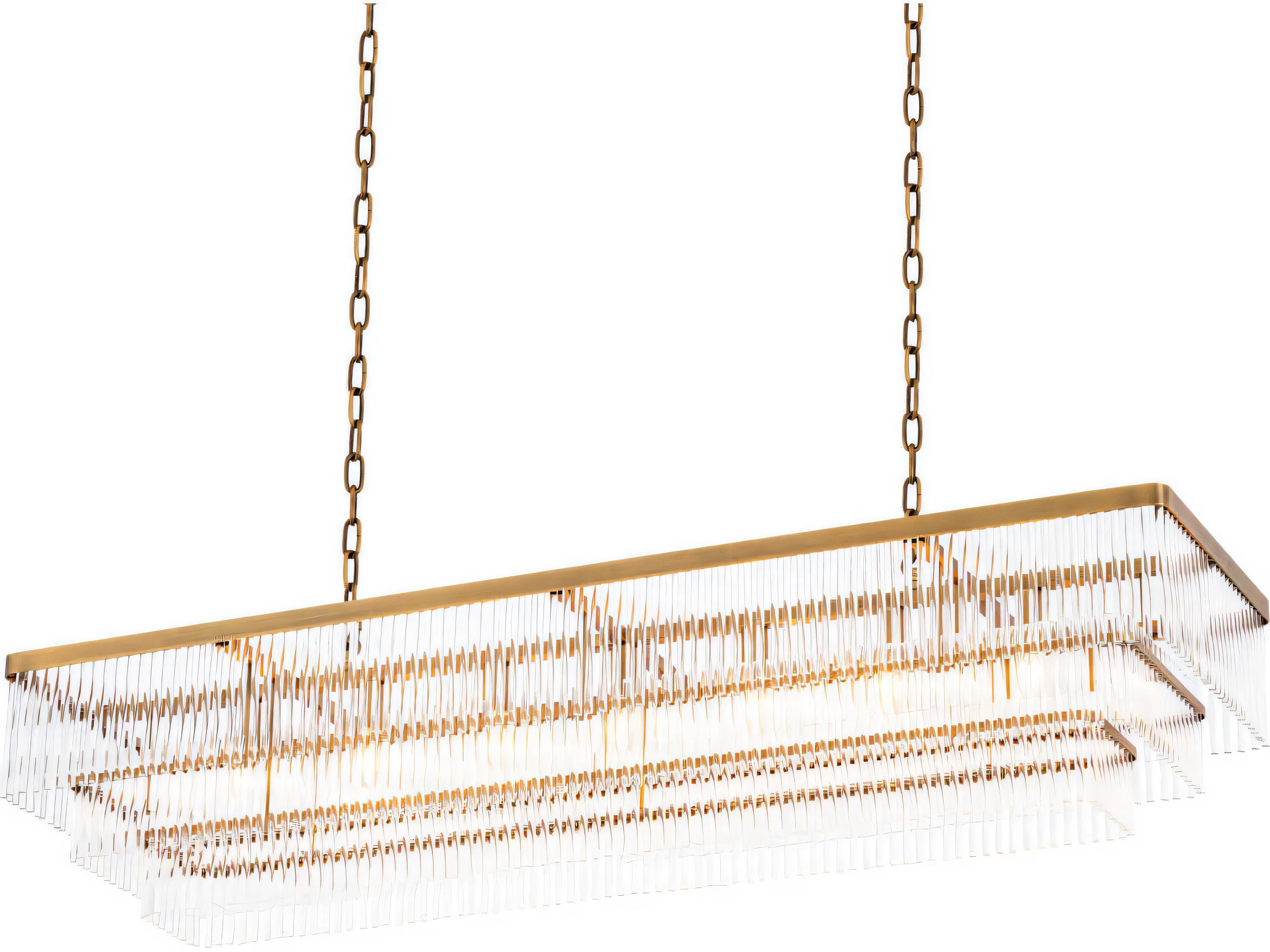 Eichholtz East Rectangular Antique Brass Chandelier