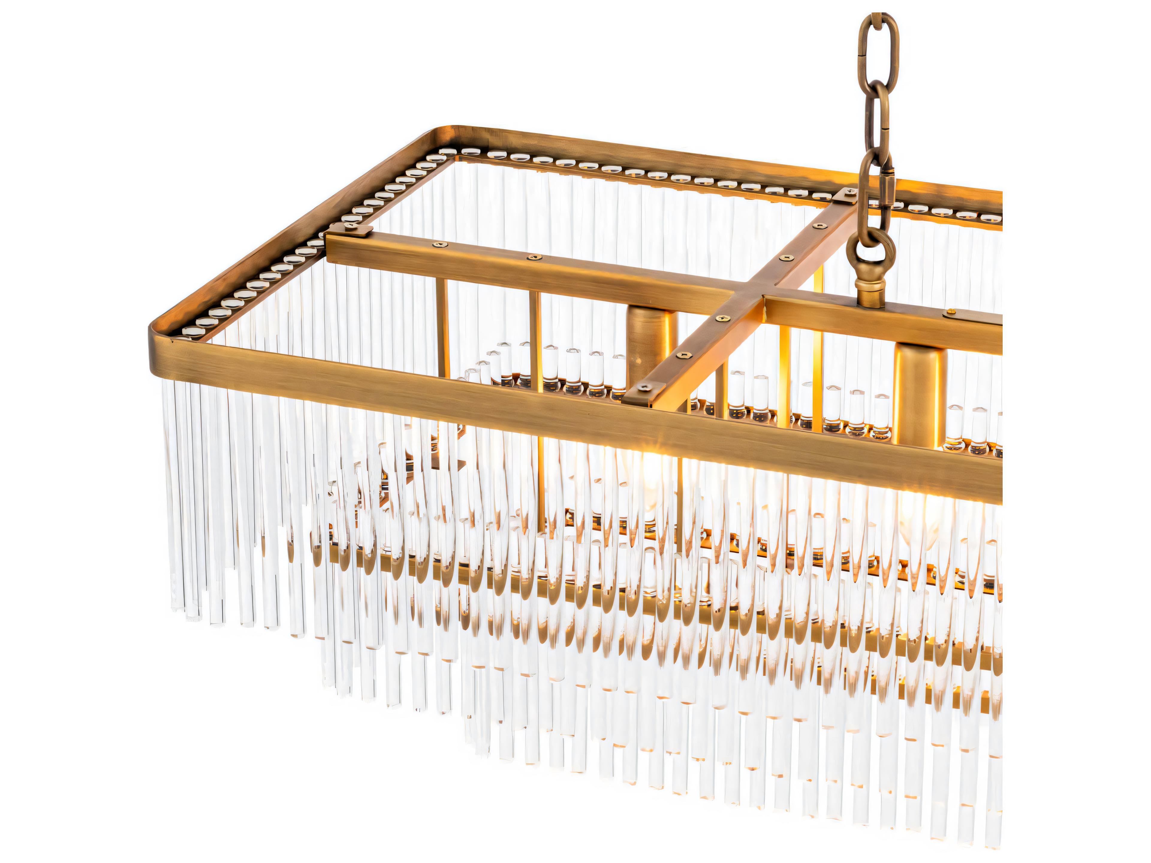 Eichholtz East Rectangular Antique Brass Chandelier