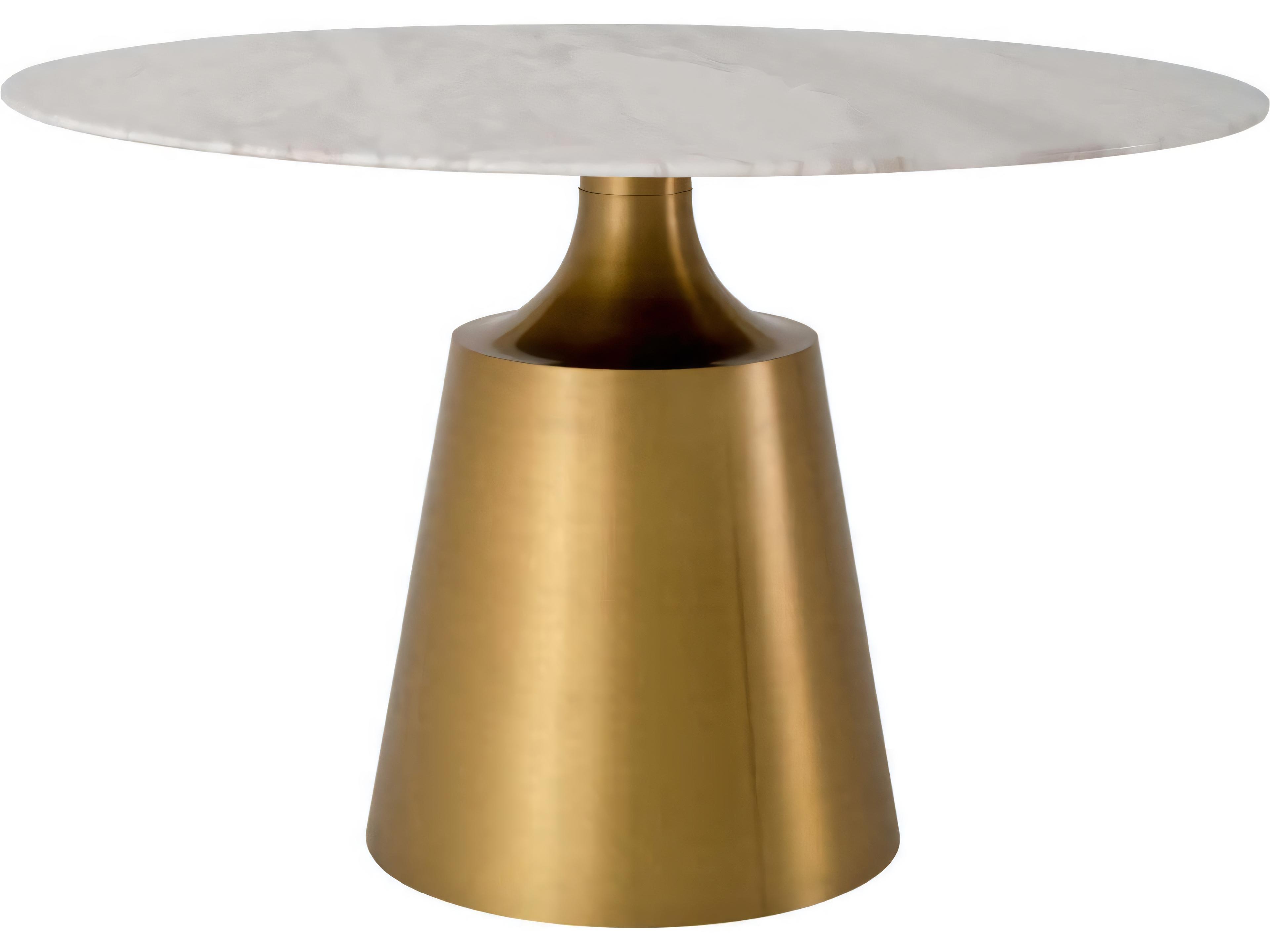 Eichholtz Nathan Brushed Brass White Marble Dining Table