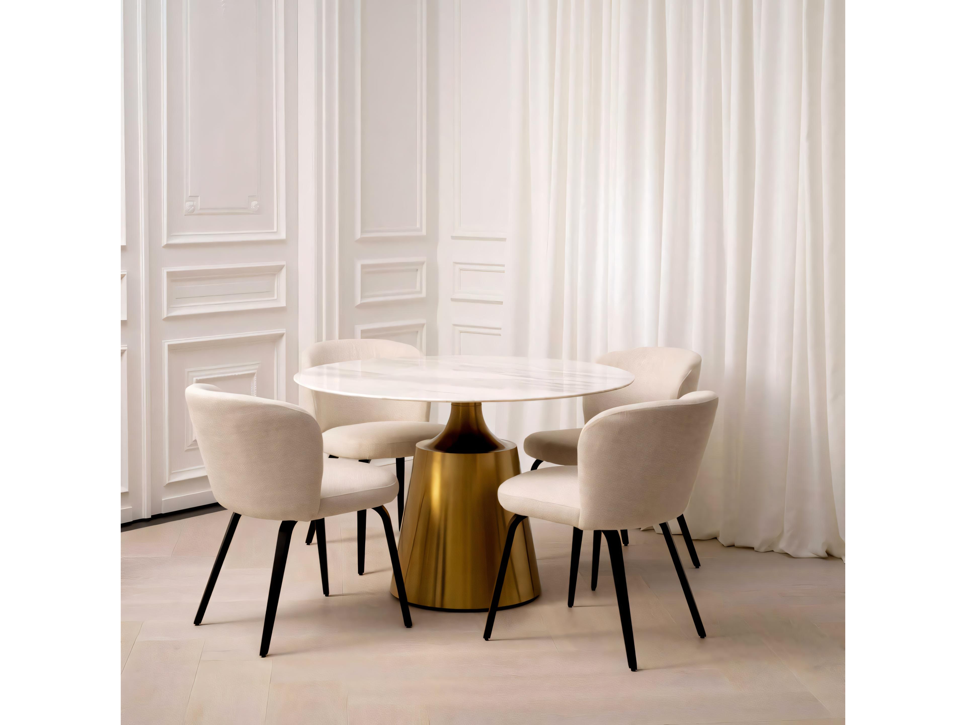 Eichholtz Nathan Brushed Brass White Marble Dining Table