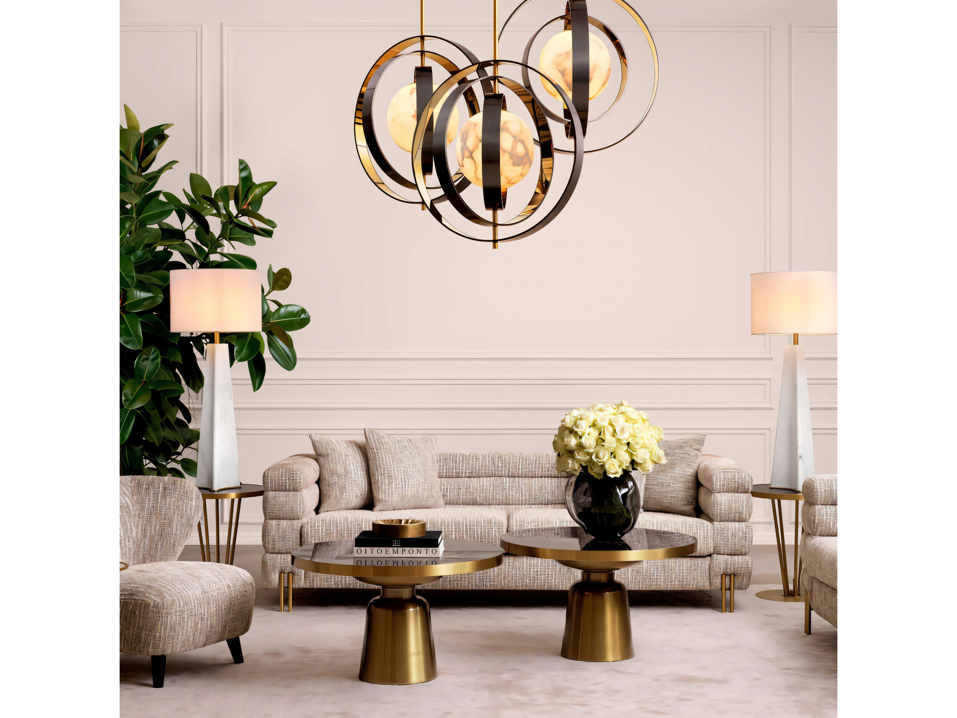 Eichholtz Soren Brushed Brass Black Top Coffee Table