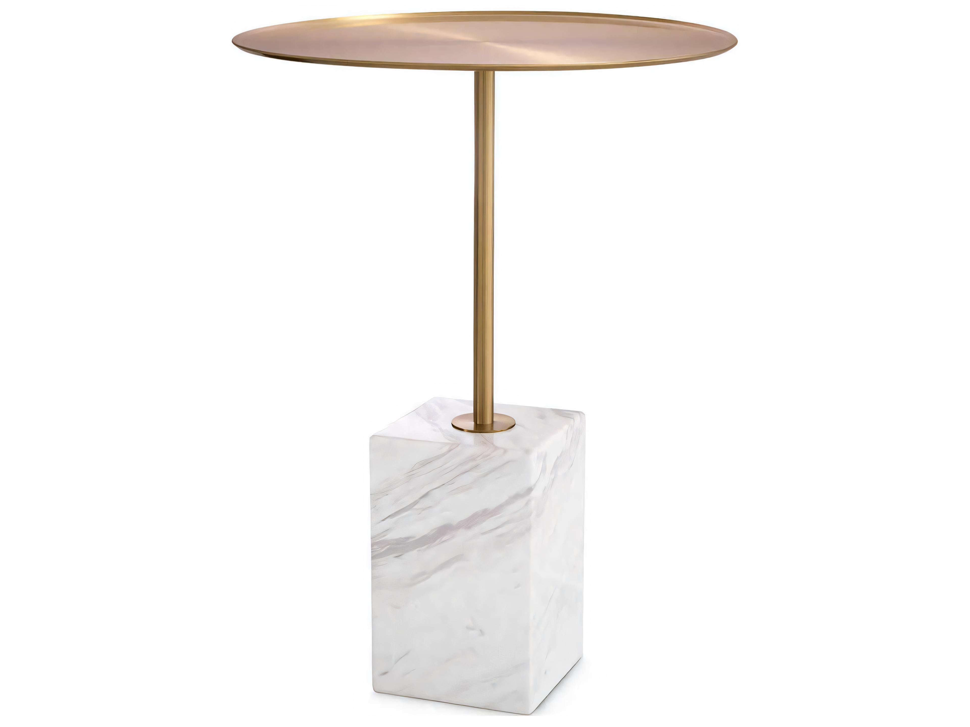 Cole Side Table White Marble Brushed Brass