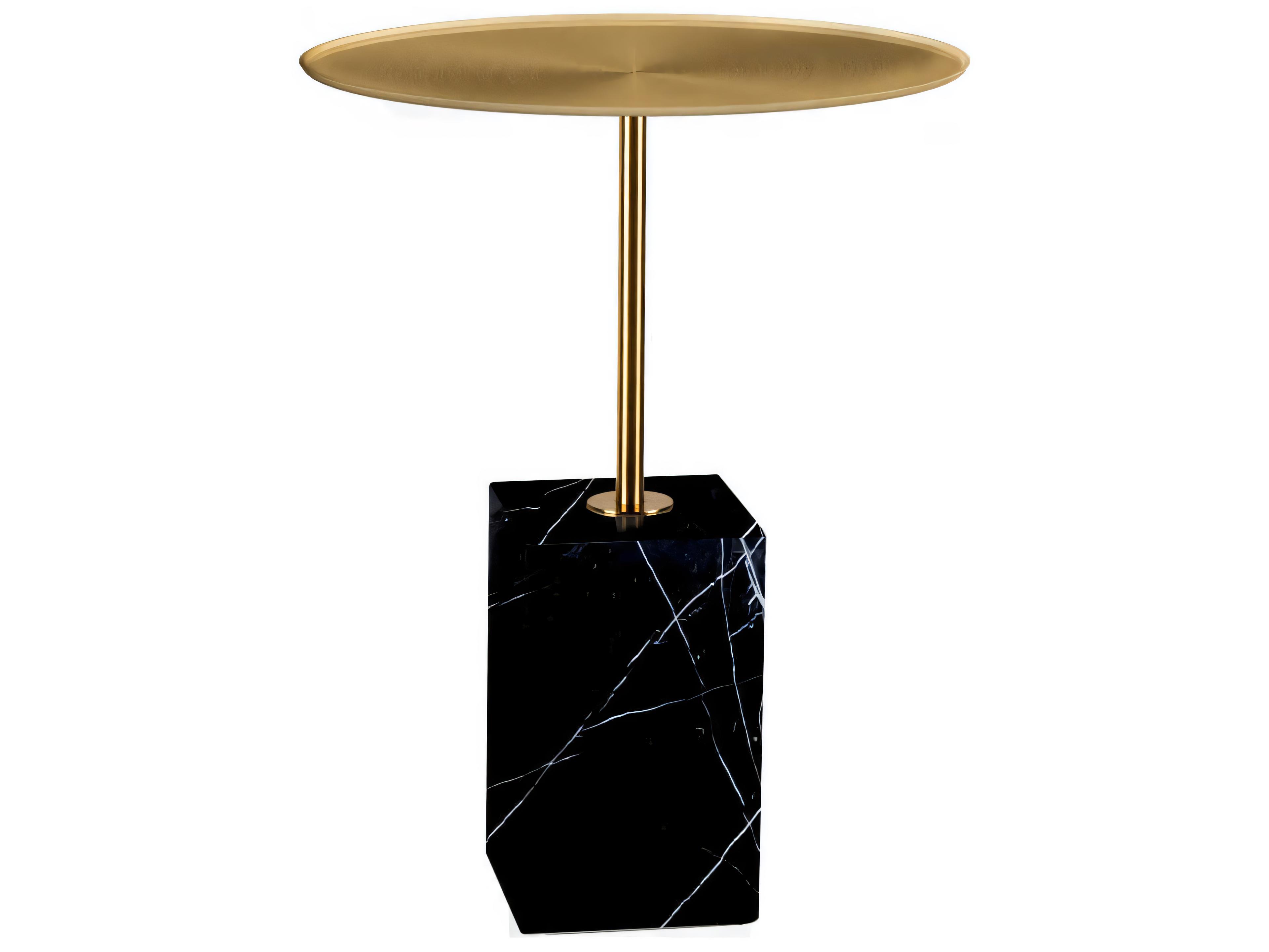 Cole Side Table Brushed Brass and Marble