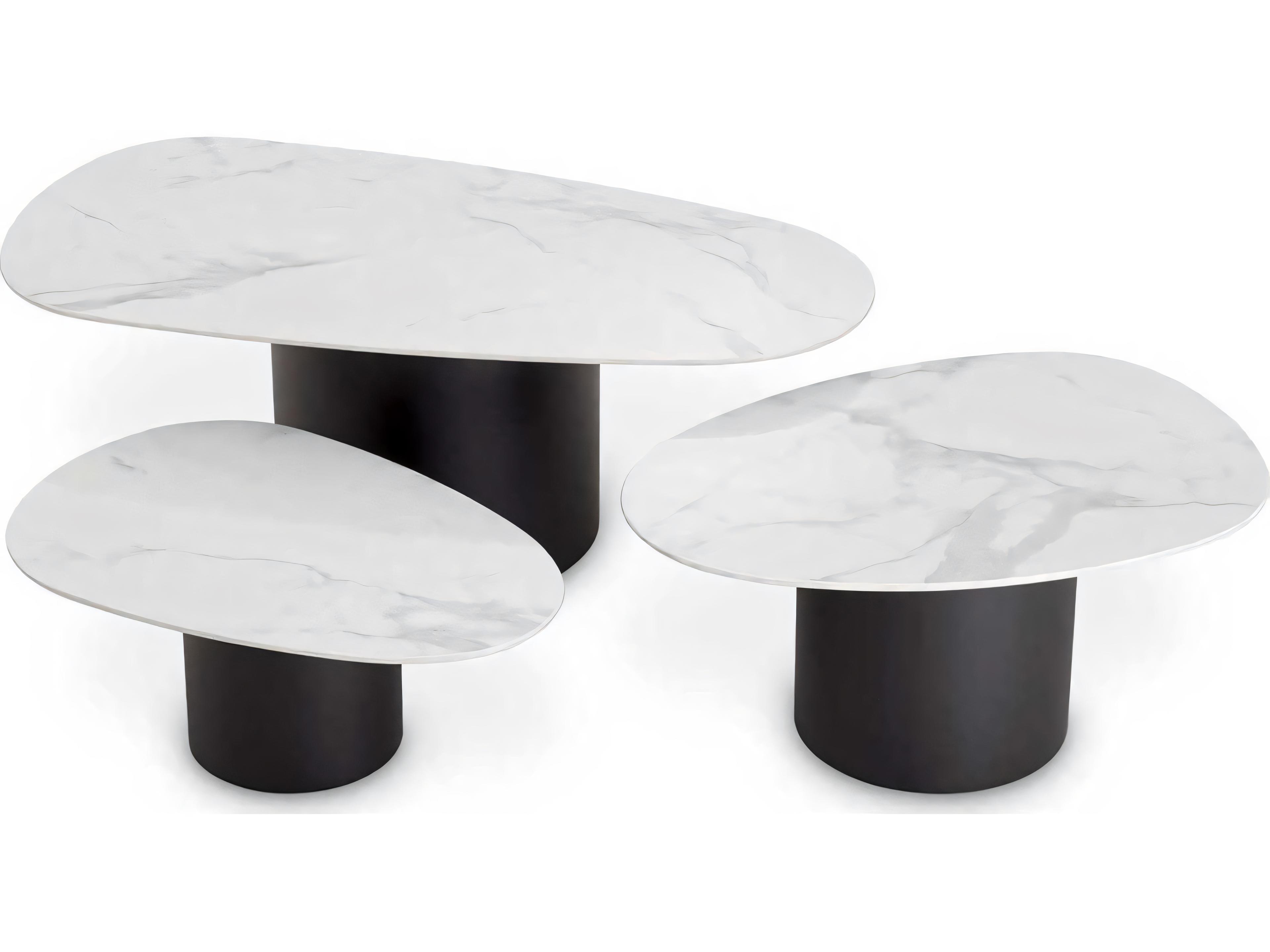 Zane Coffee Table Set of 3 Marble Look