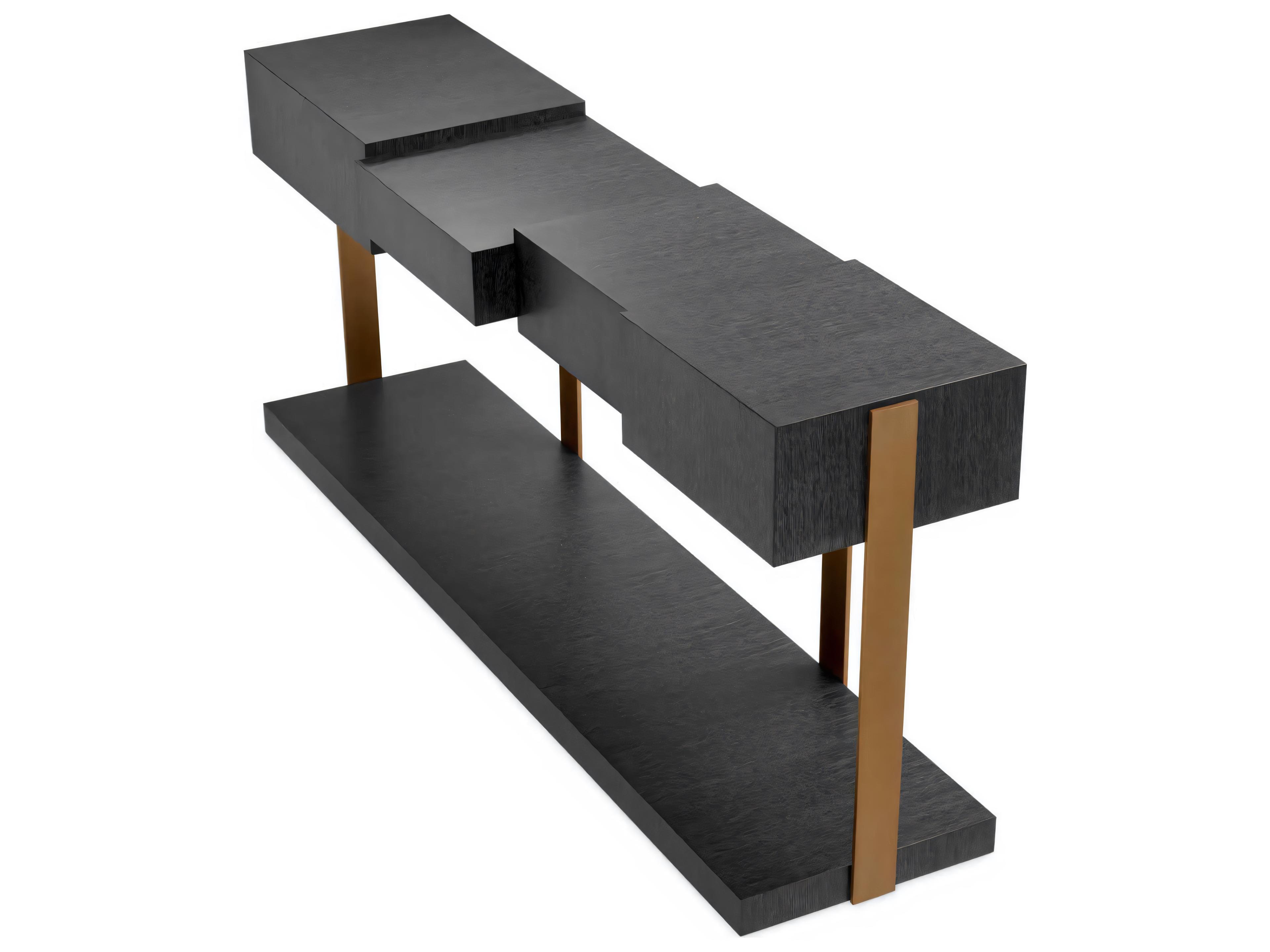 Eichholtz Nerone Charcoal Grey Oak Veneer Console Table