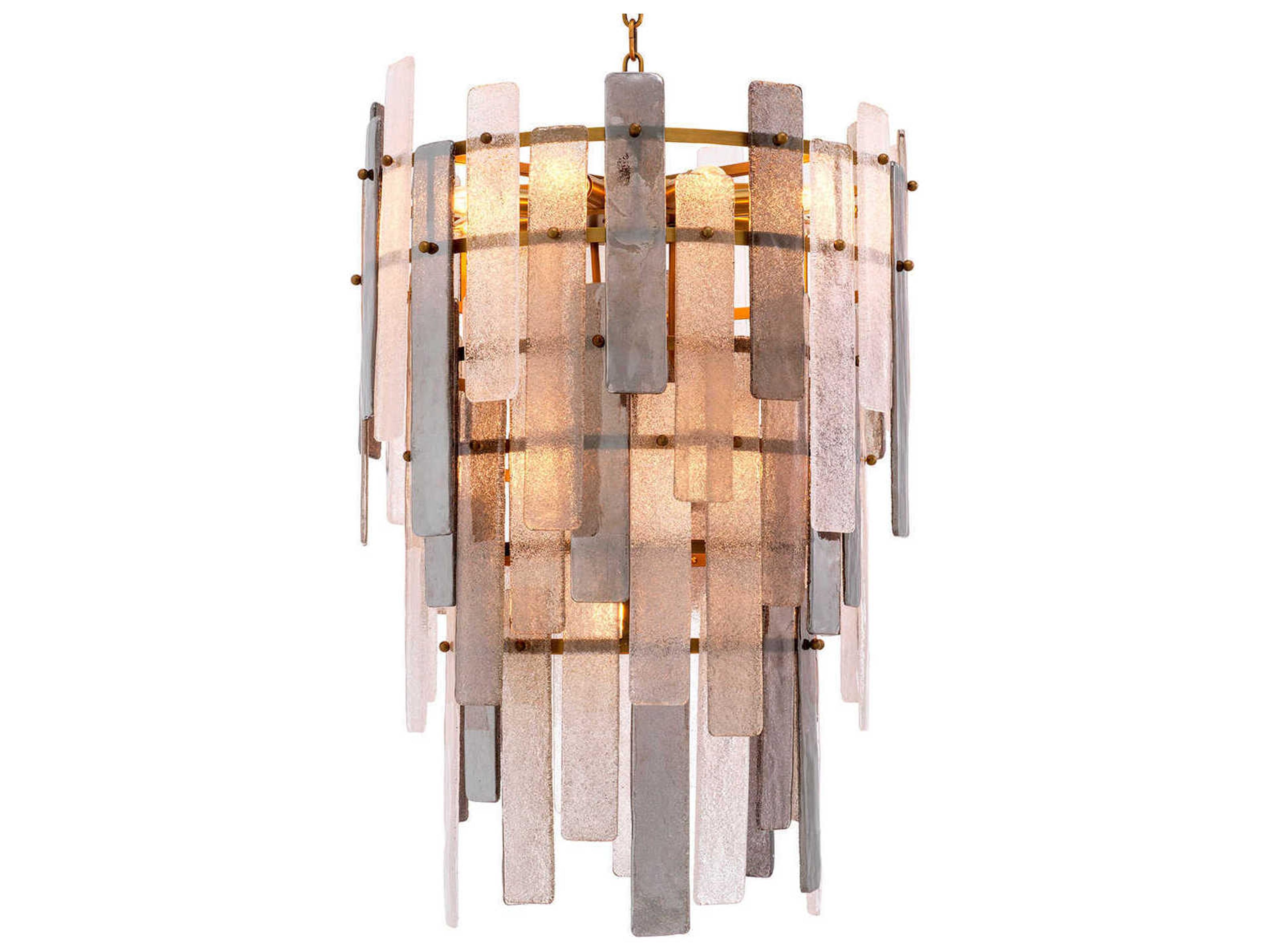 Greyson Chandelier in Antique Brass and Hand Blown Glass