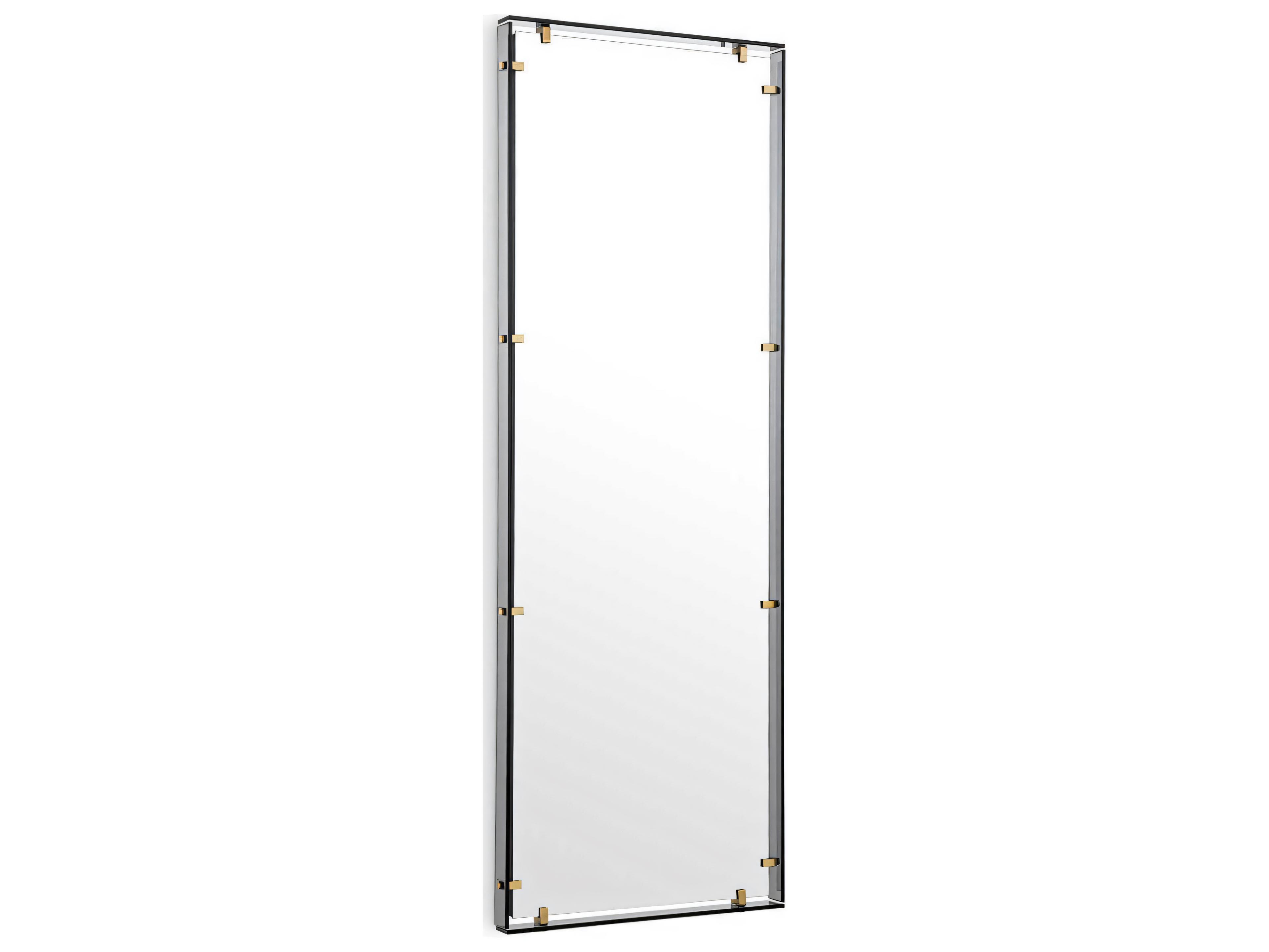 Verona Wall Mirror in Smoked Glass and Antique Brass