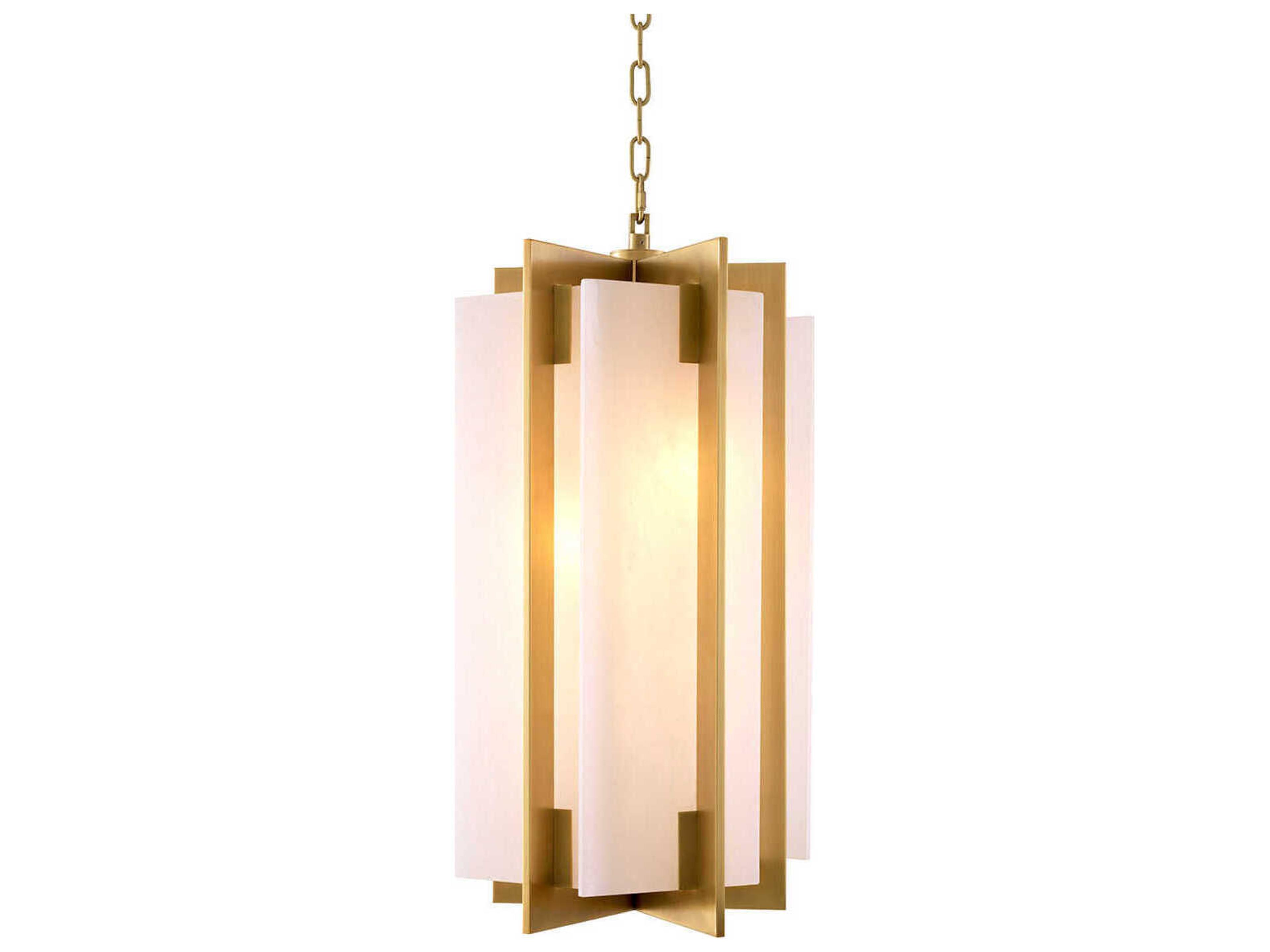 Lugano Chandelier in Antique Brass and Alabaster