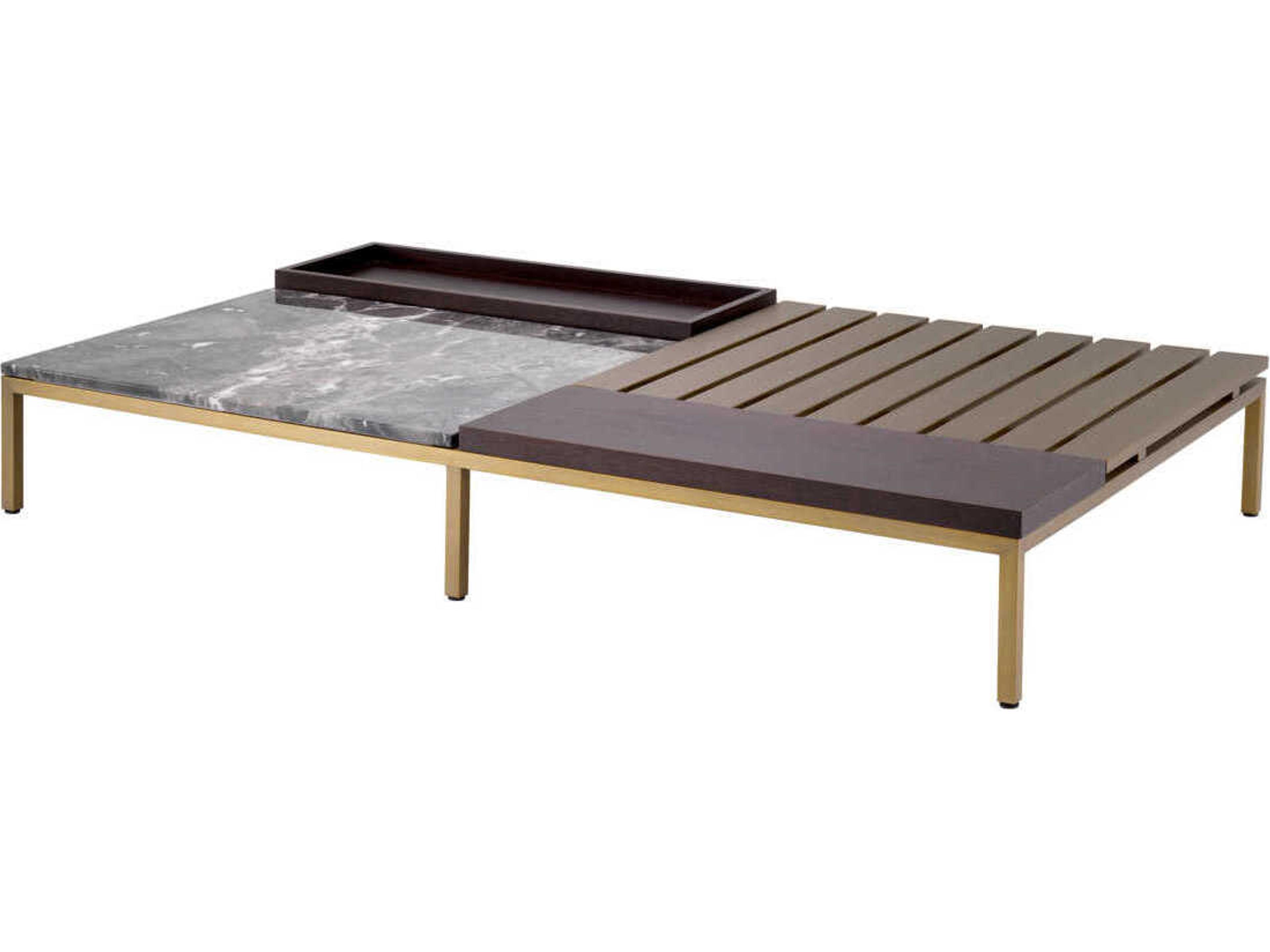 Eichholtz Forma Brushed Brass Grey Marble Coffee Table