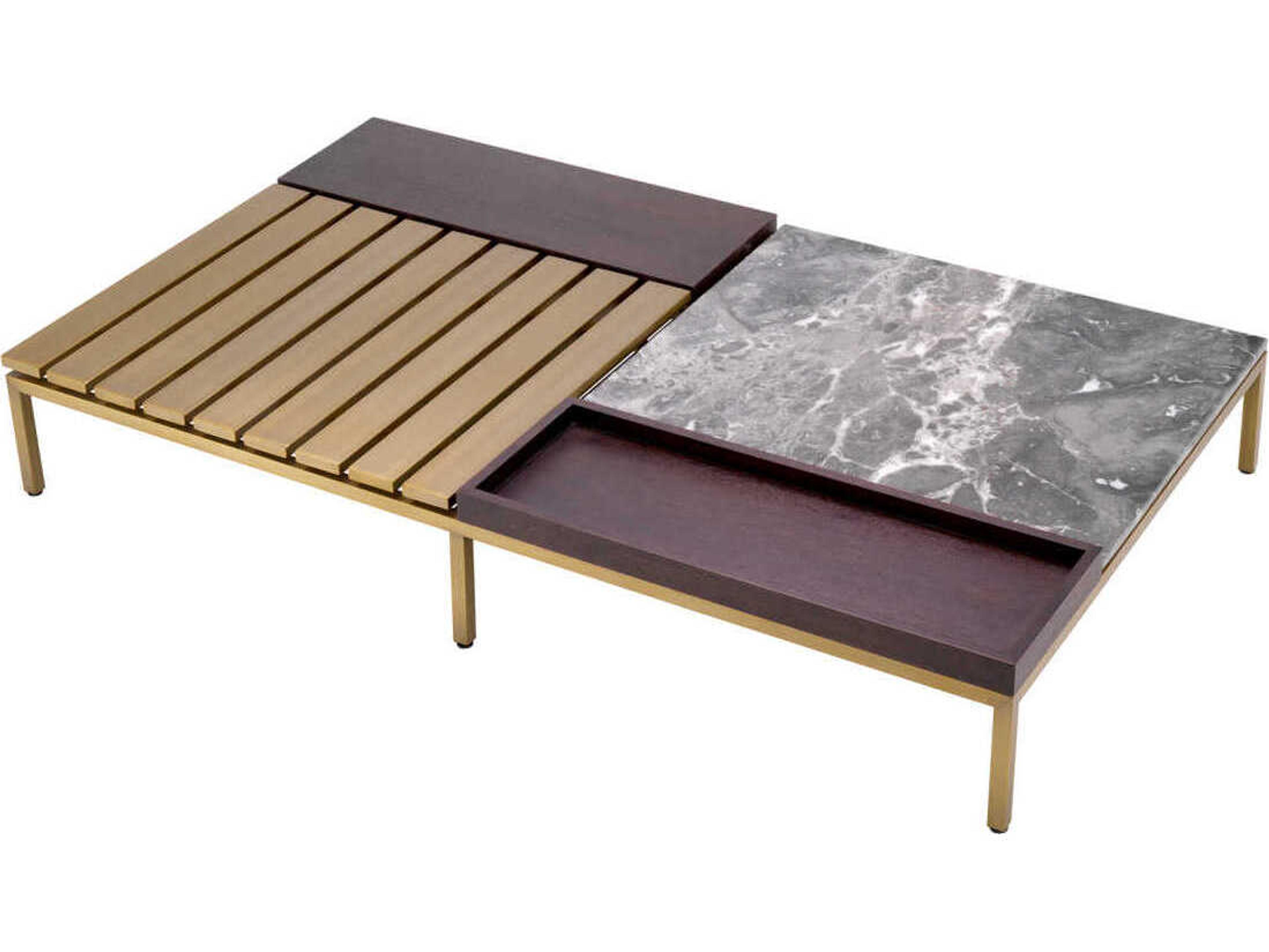 Eichholtz Forma Brushed Brass Grey Marble Coffee Table