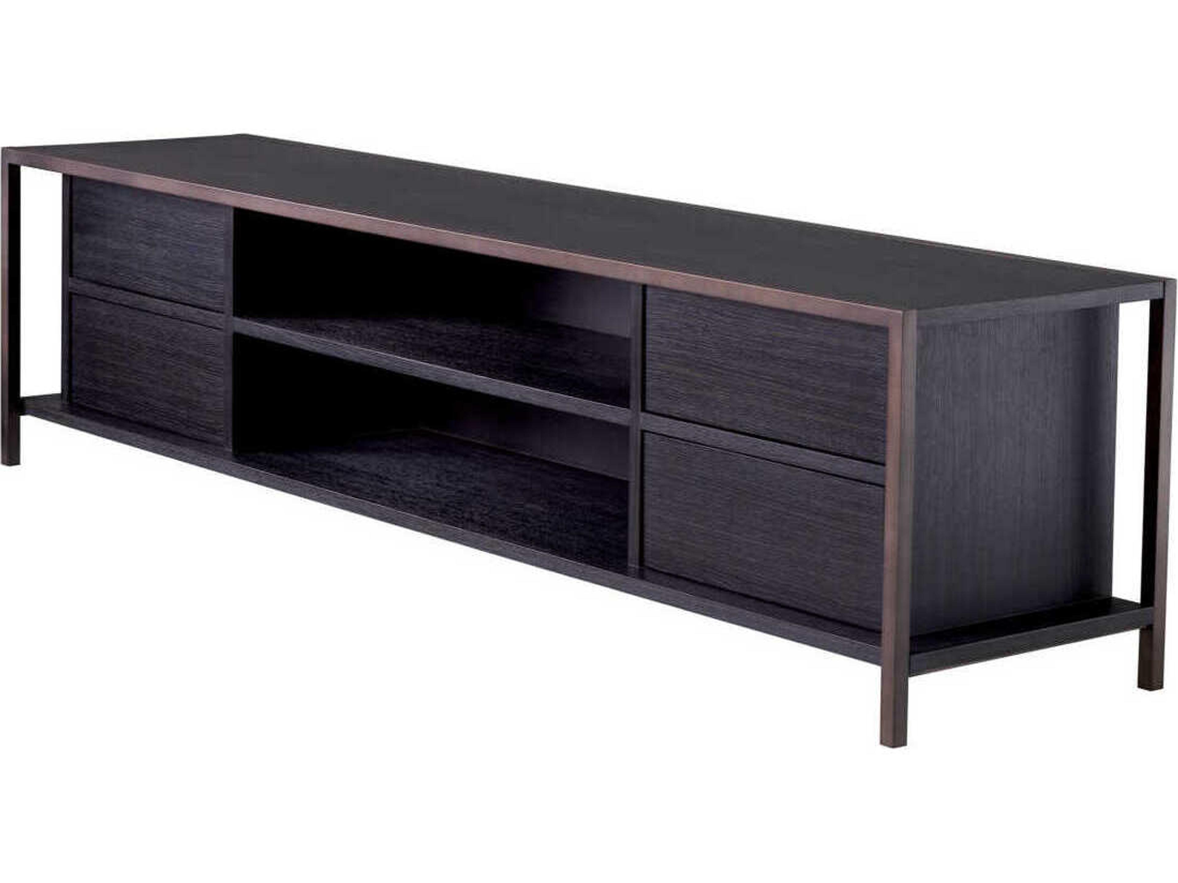Eichholtz Wilmot Charcoal Grey Oak Medium Bronze Tv Cabinet