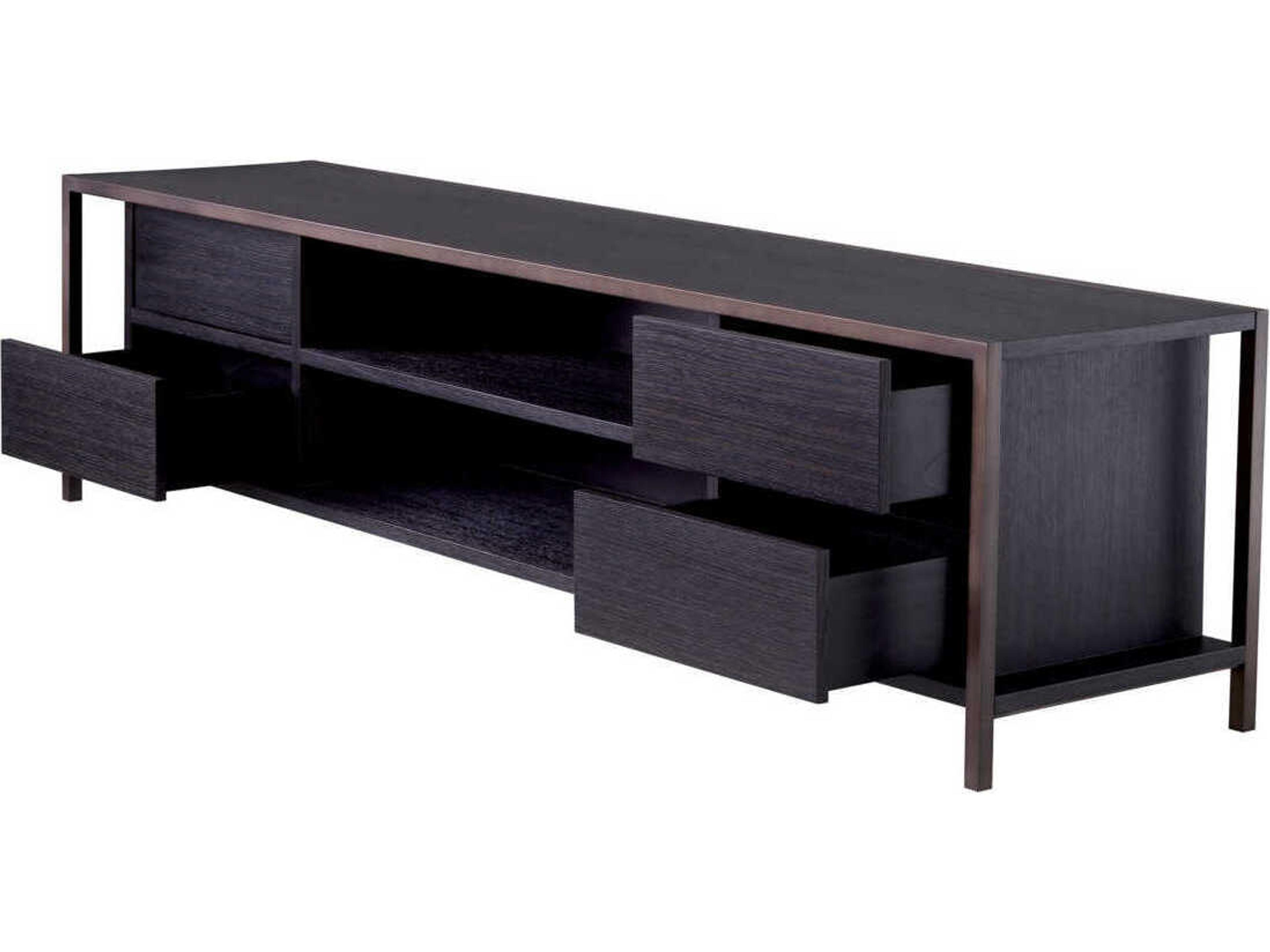 Eichholtz Wilmot Charcoal Grey Oak Medium Bronze Tv Cabinet