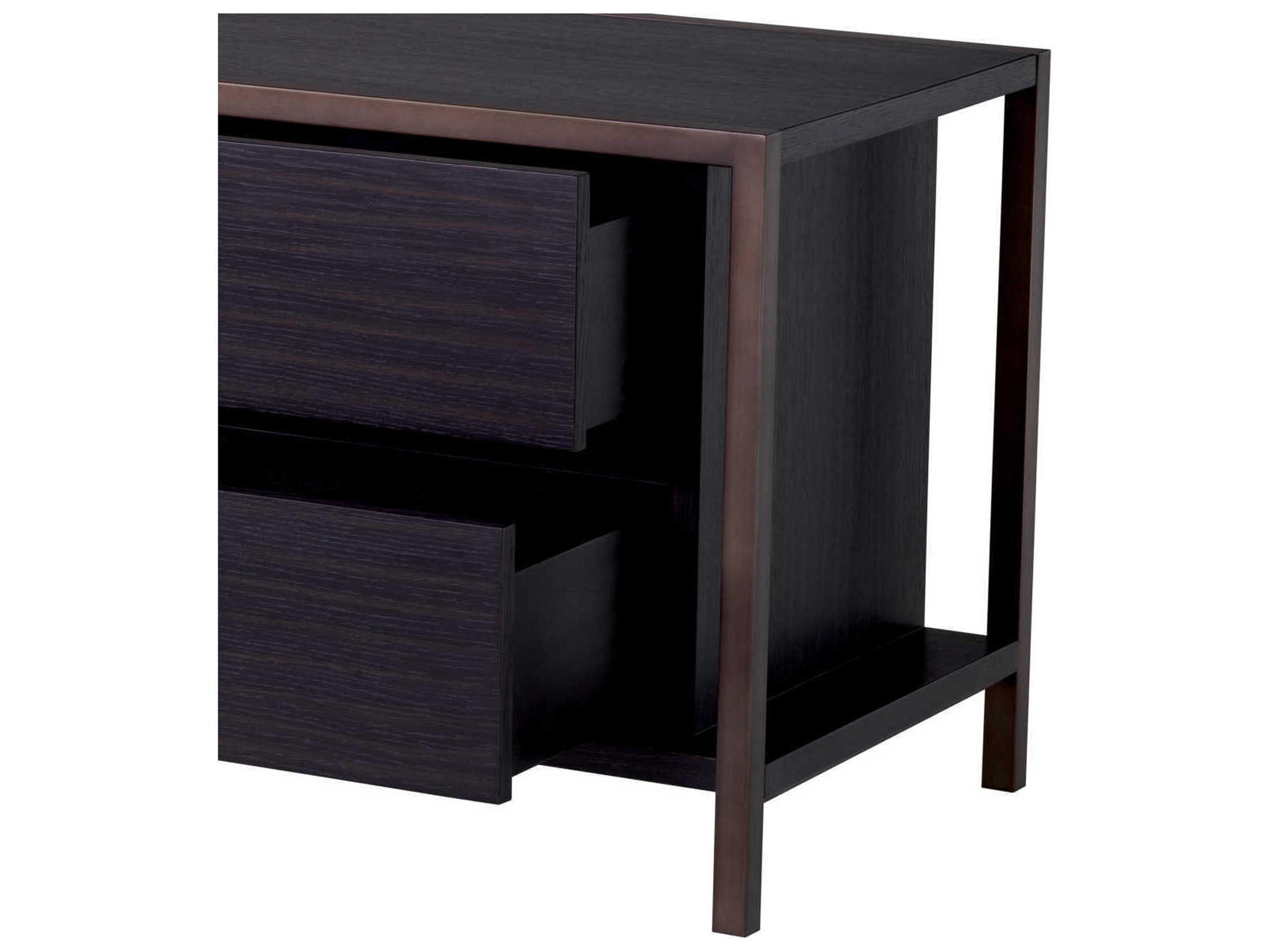 Eichholtz Wilmot Charcoal Grey Oak Medium Bronze Tv Cabinet