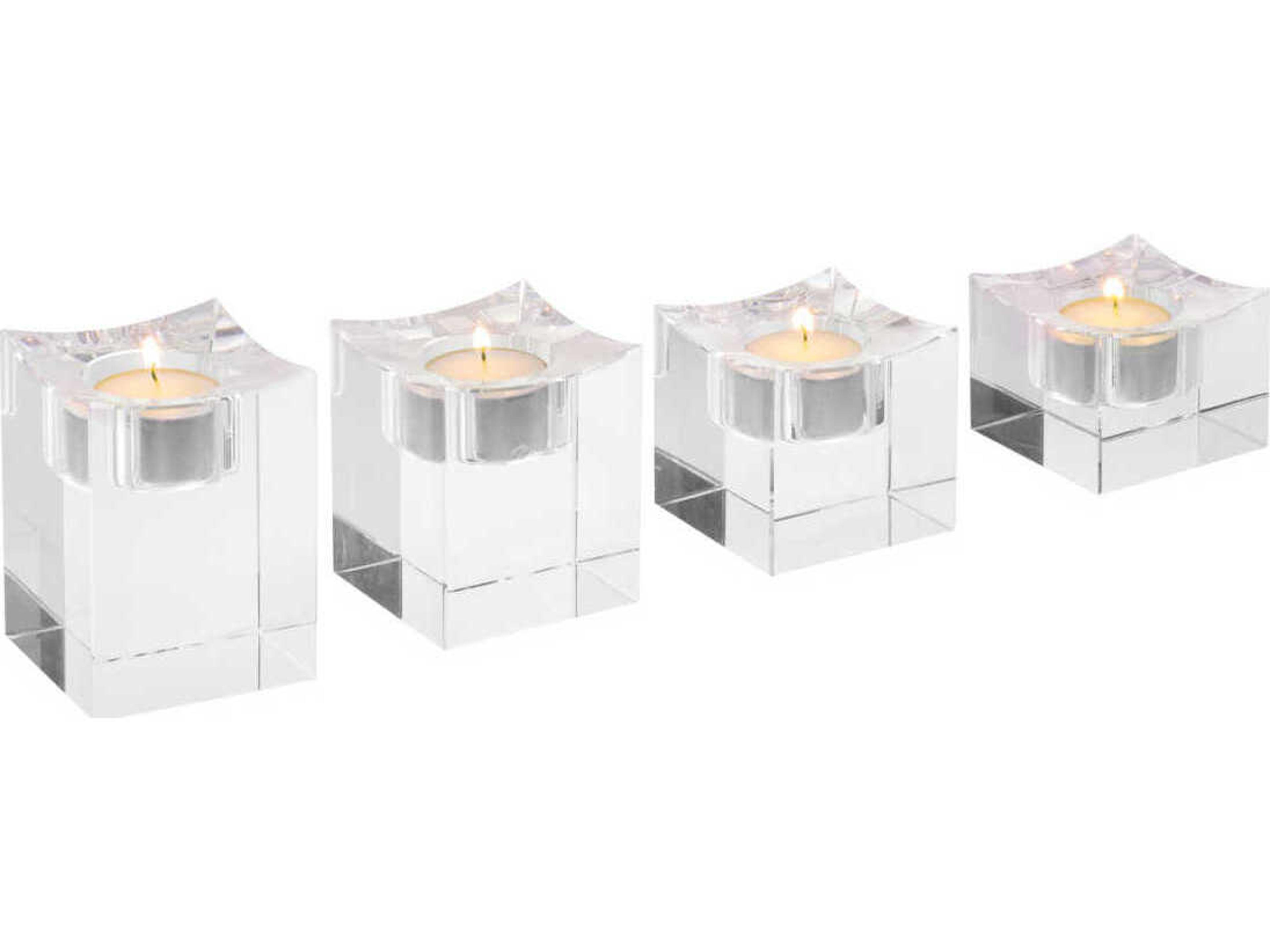 Eichholtz Giancarlo Low Crystal Glass Set of 4 Tealight Holder