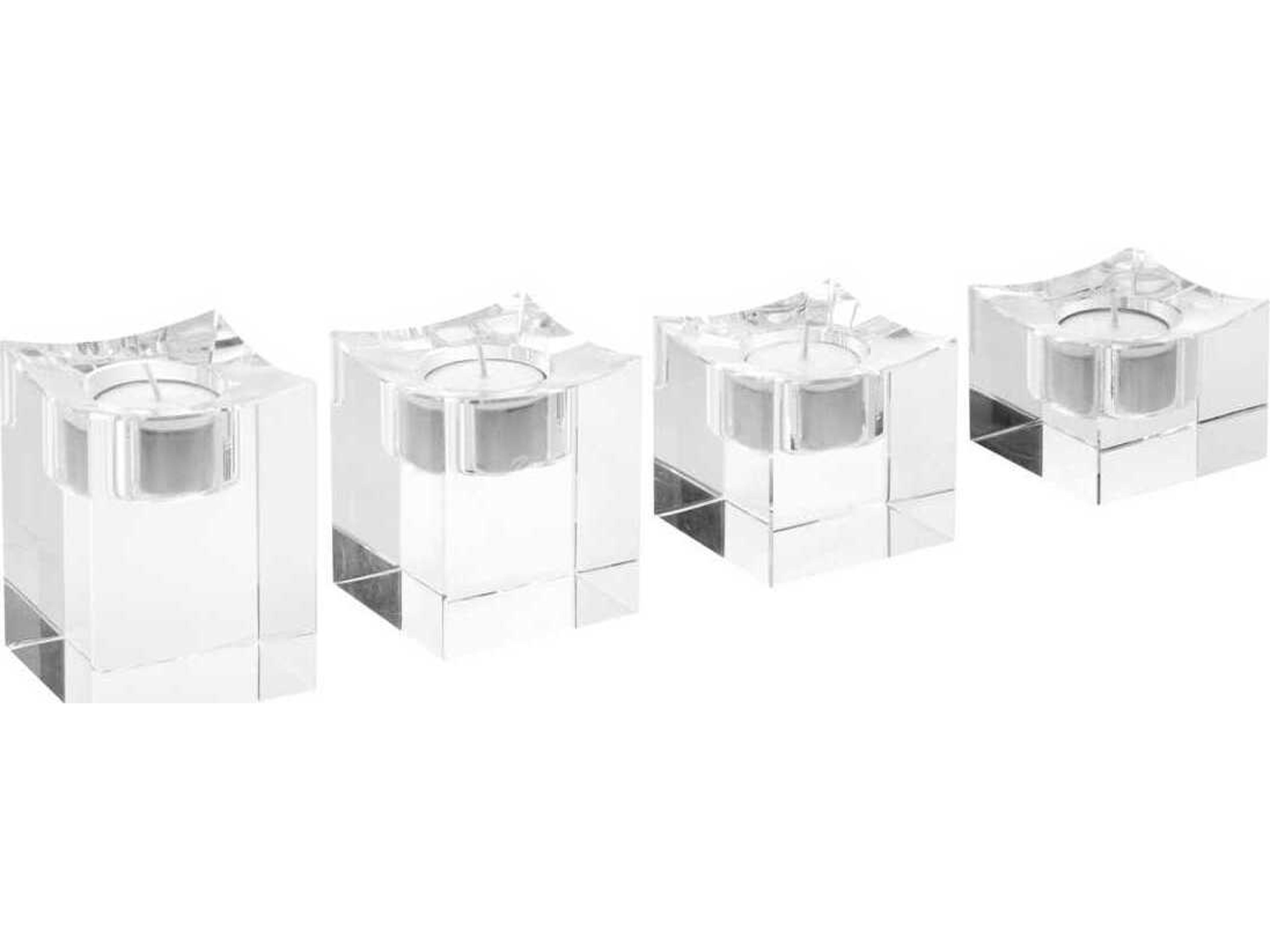 Eichholtz Giancarlo Low Crystal Glass Set of 4 Tealight Holder