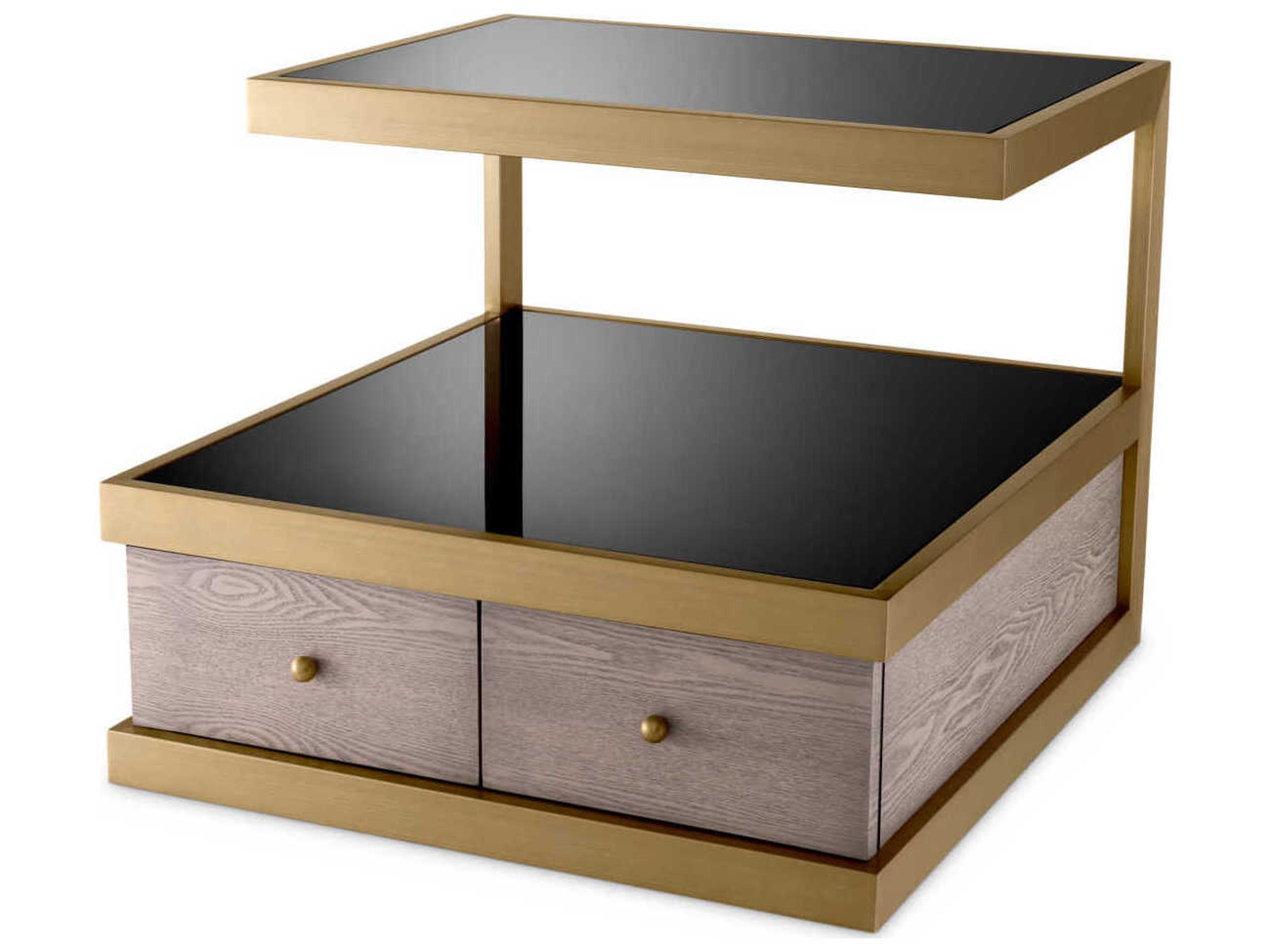 Kuboa Brushed Brass Side Table