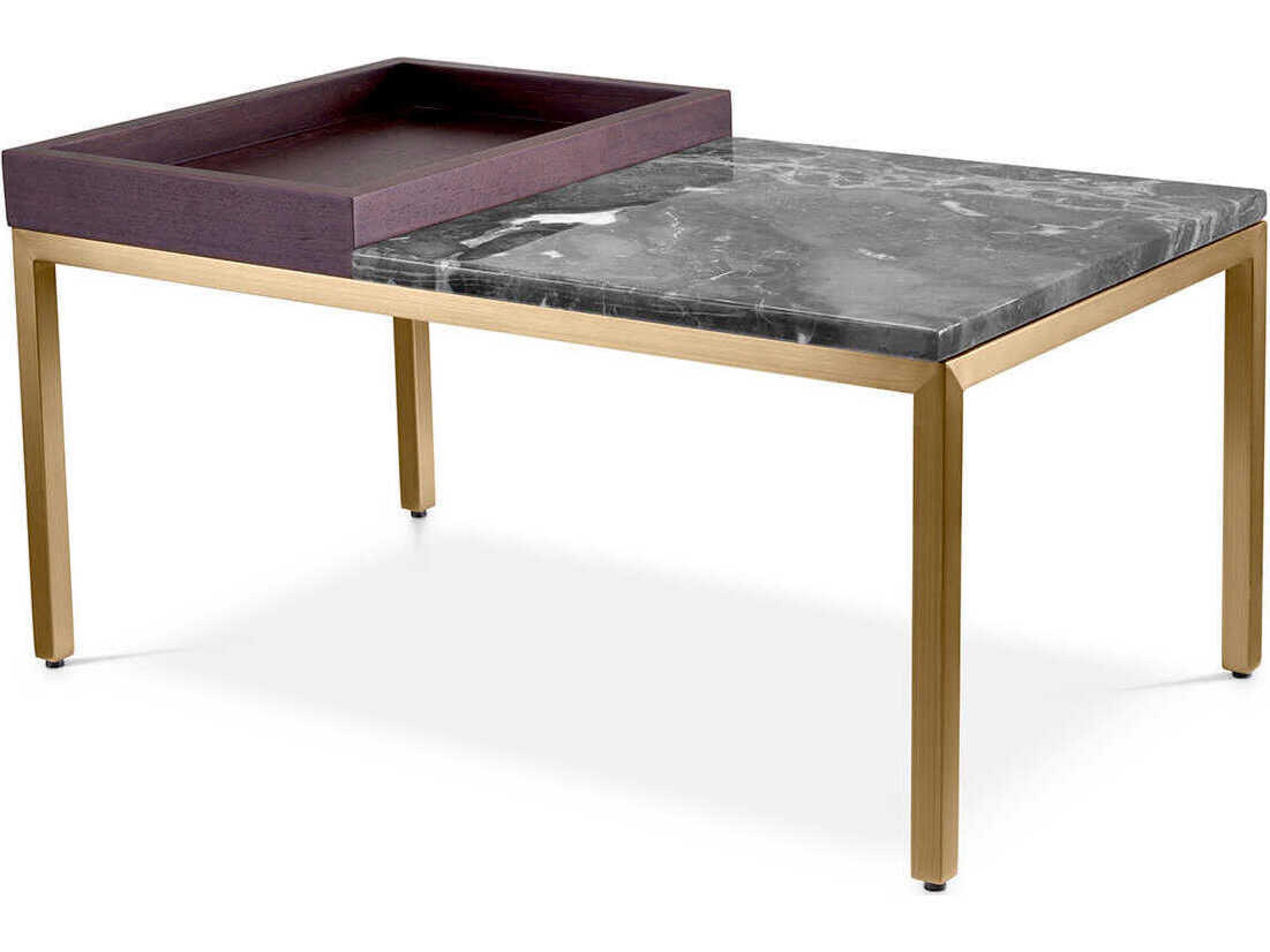 Forma Brushed Brass Grey Marble Side Table
