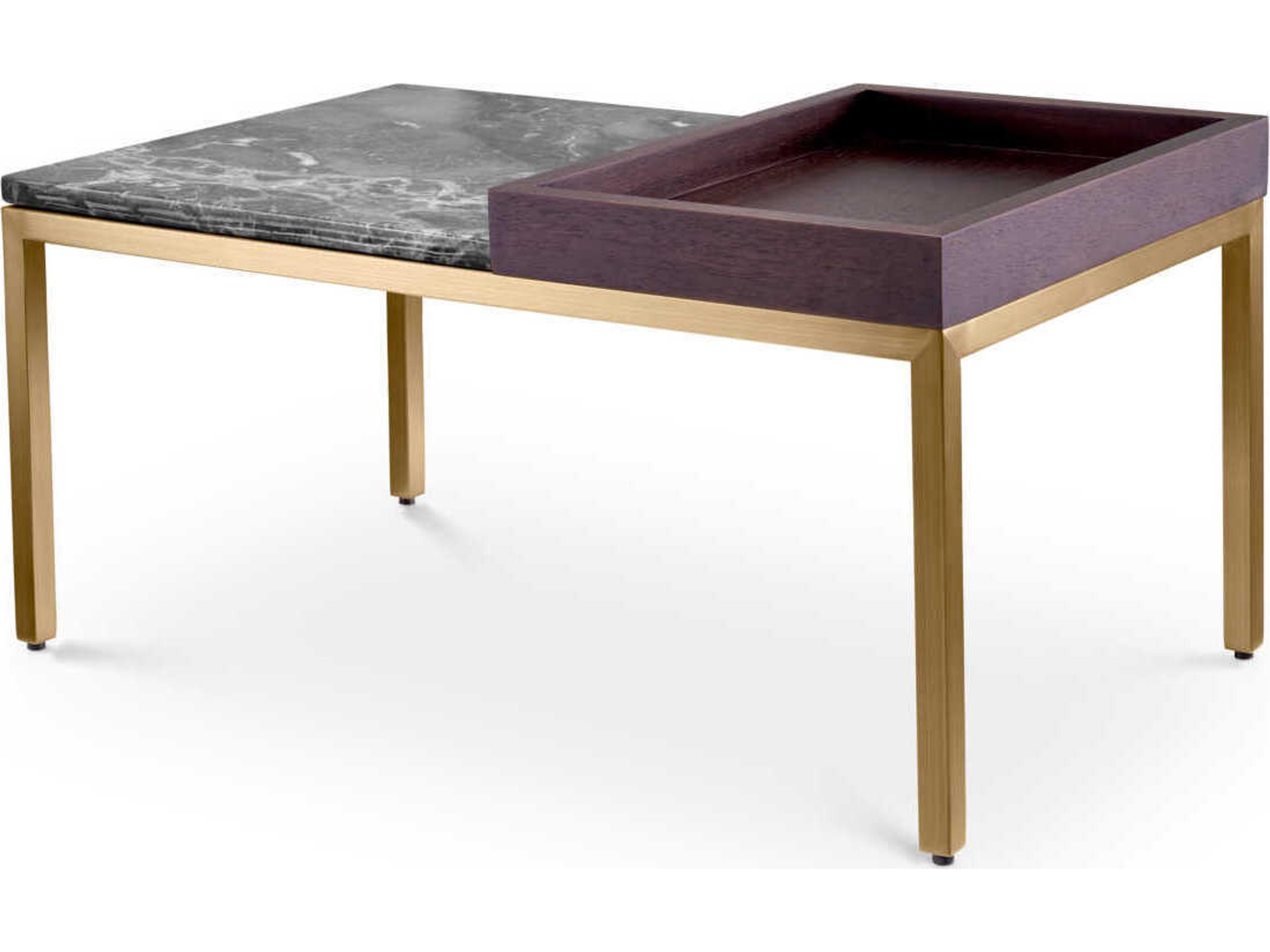 Eichholtz Forma Brushed Brass Grey Marble Side Table