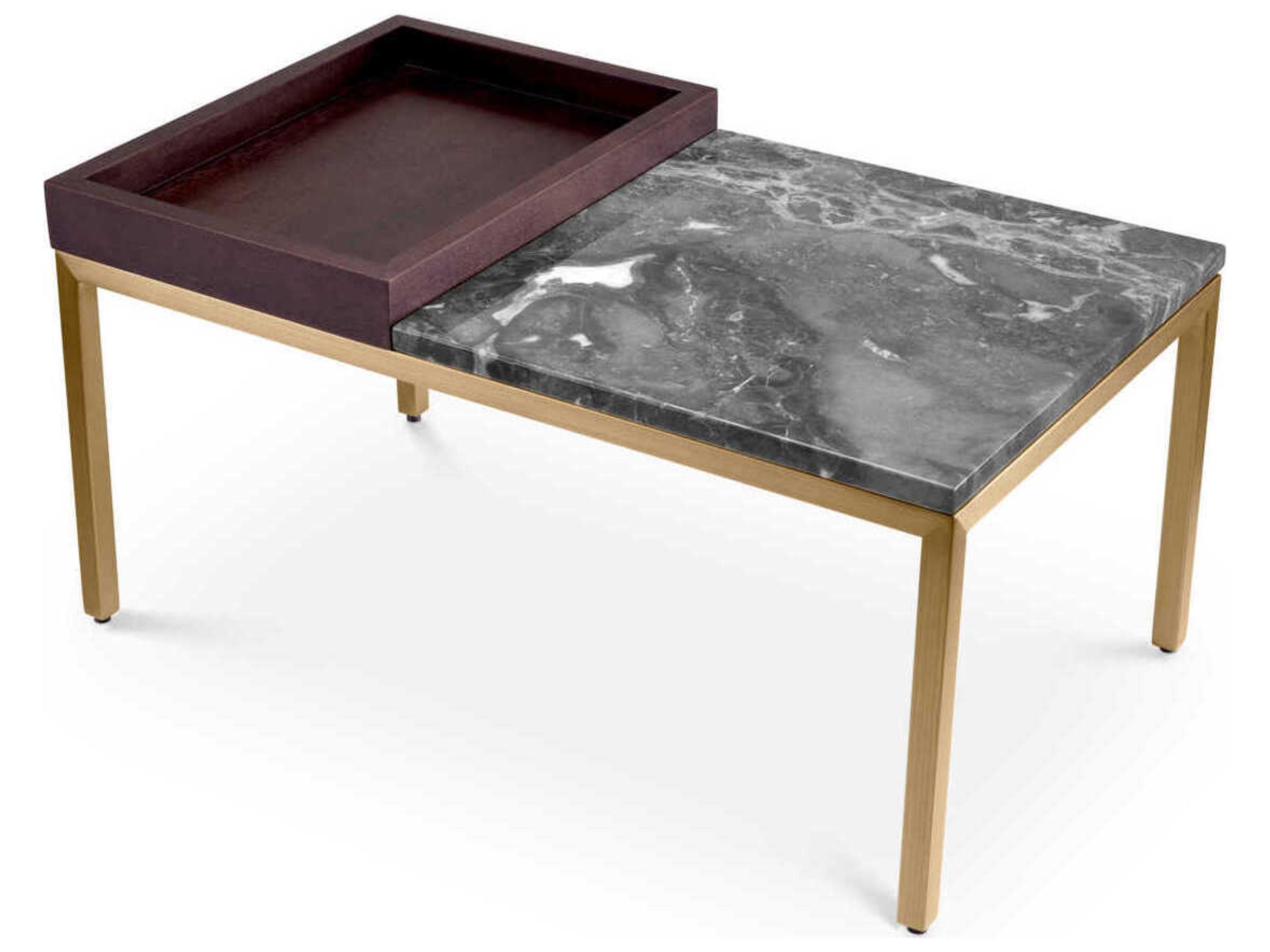 Eichholtz Forma Brushed Brass Grey Marble Side Table