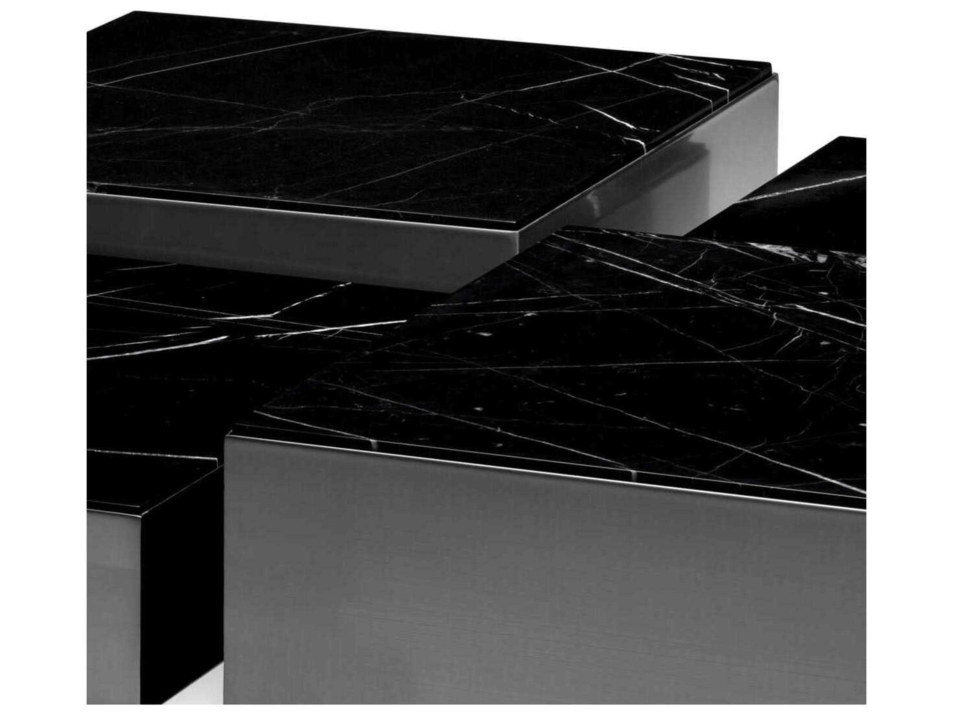 Eichholtz Esposito Bronze Black Marble Set of 4 Coffee Table