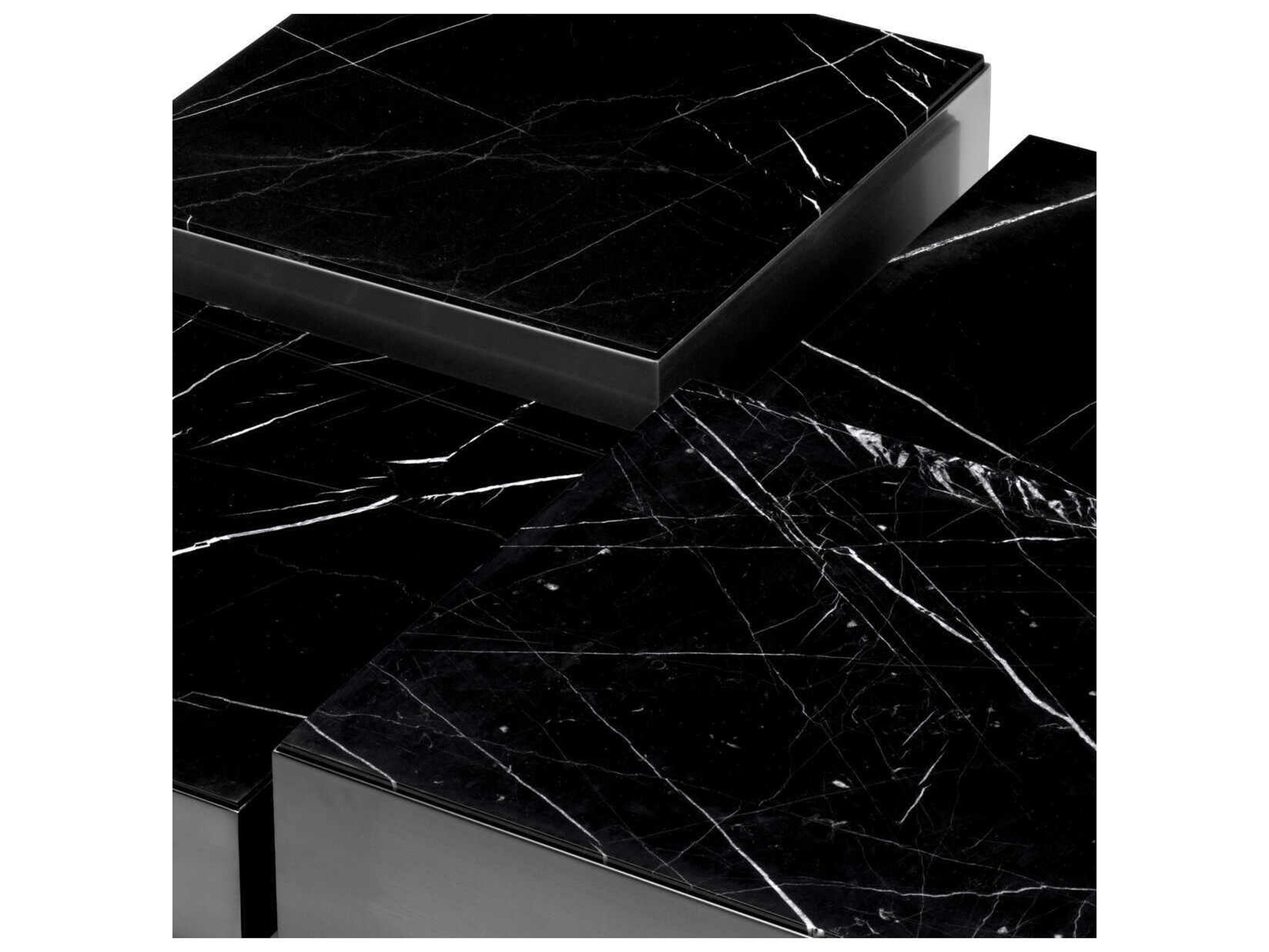 Eichholtz Esposito Bronze Black Marble Set of 4 Coffee Table