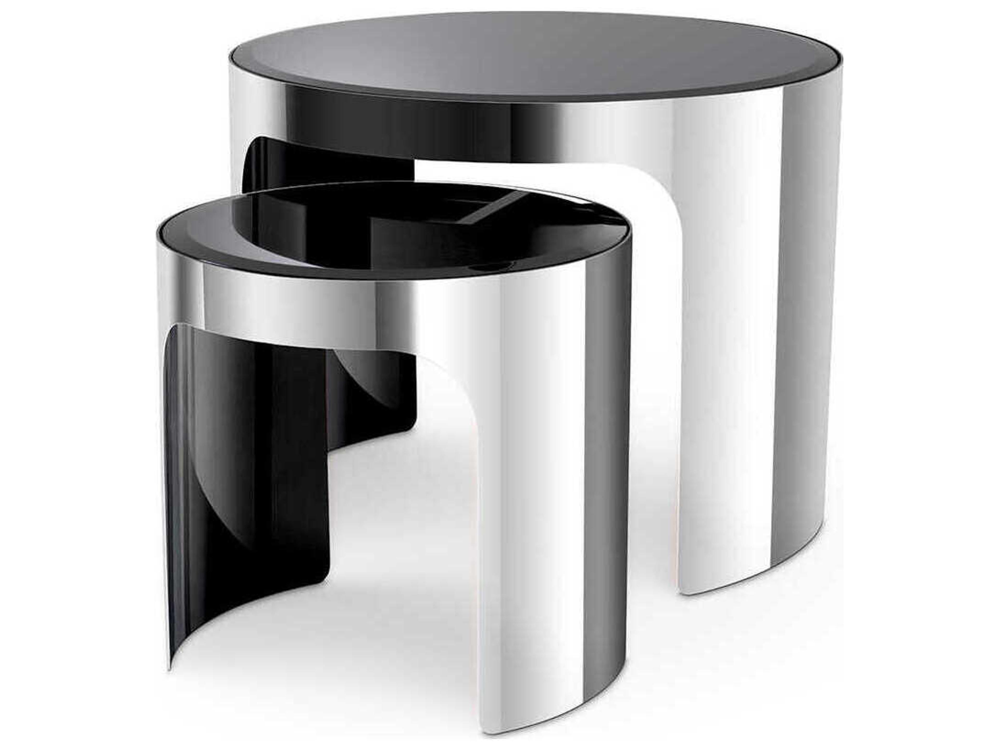 Piemonte Polished Ss Set of 2 Side Table