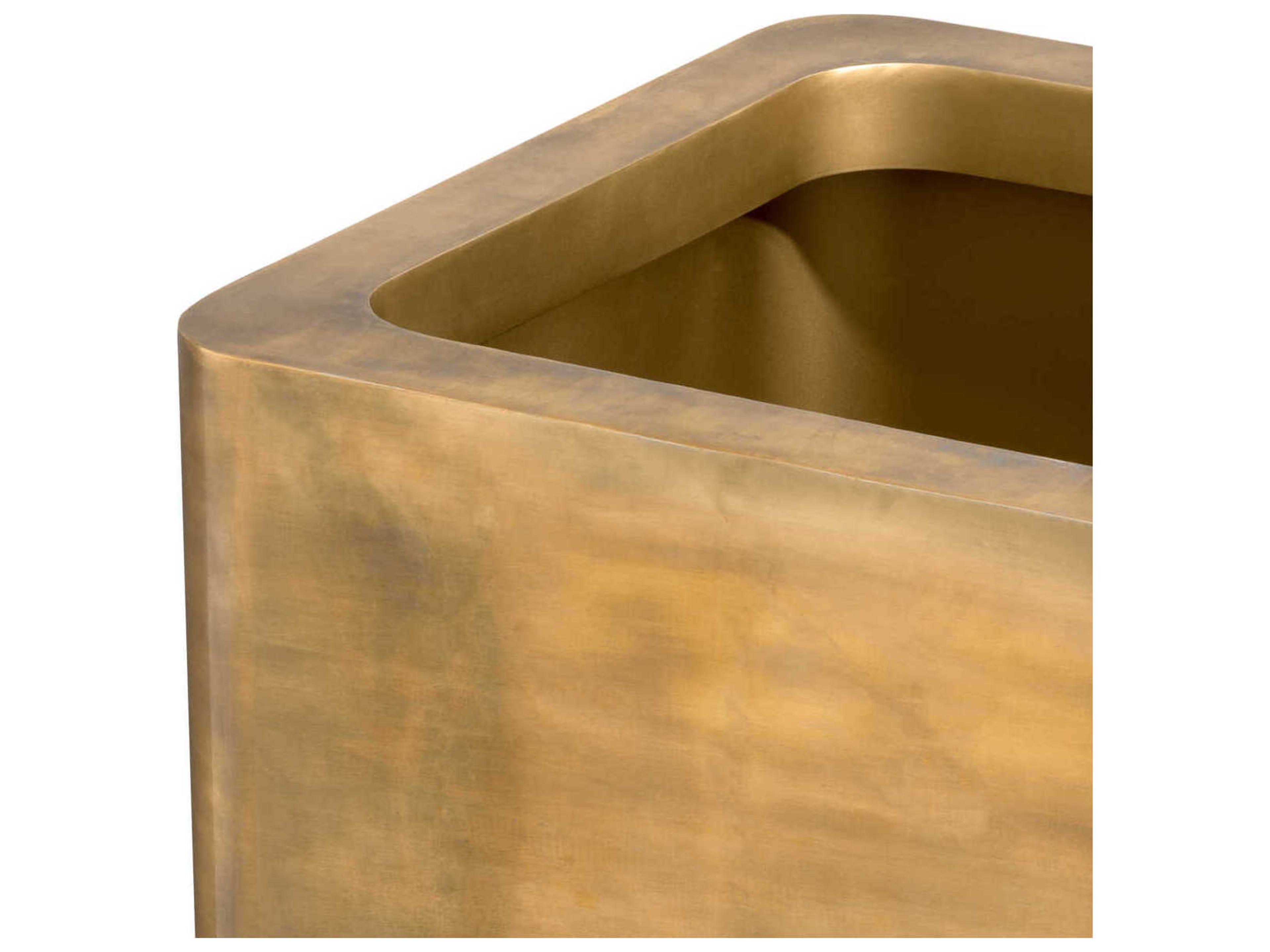 Eichholtz Jasper Square High Vintage Brass Planter