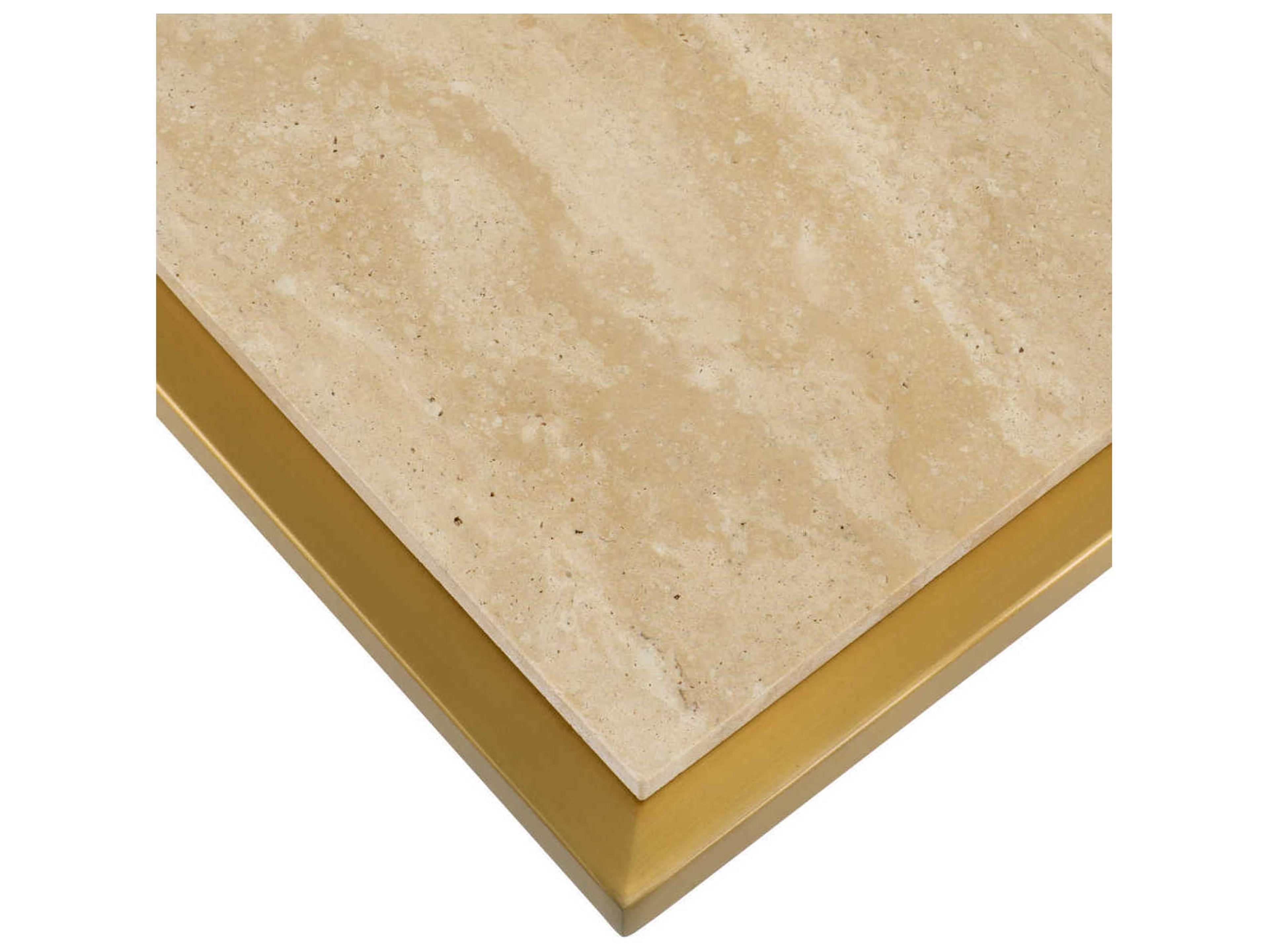 Eichholtz Cocktail Brushed Brass Travertine Side Table