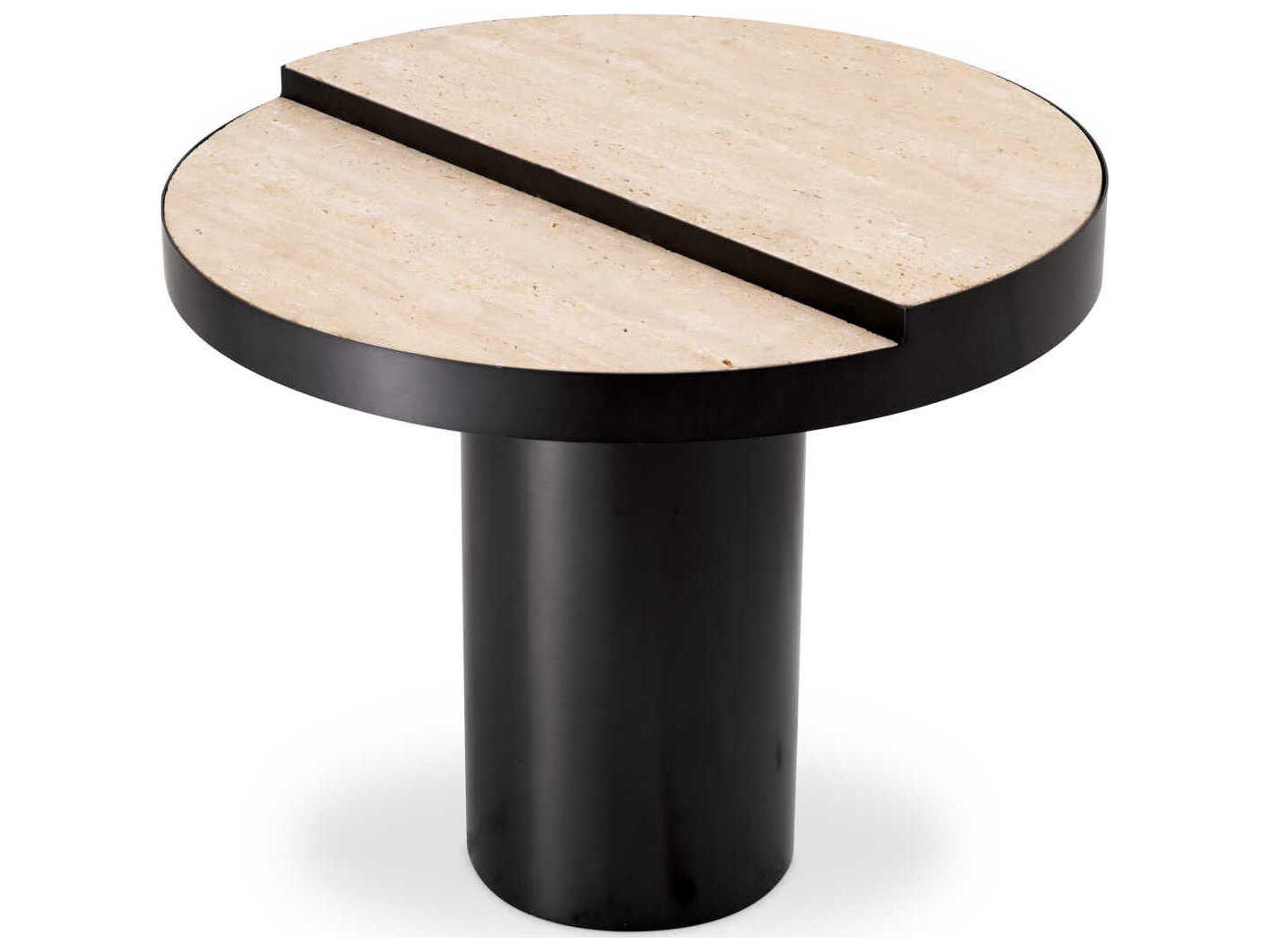Eichholtz Excelsior Bronze Travertine Side Table
