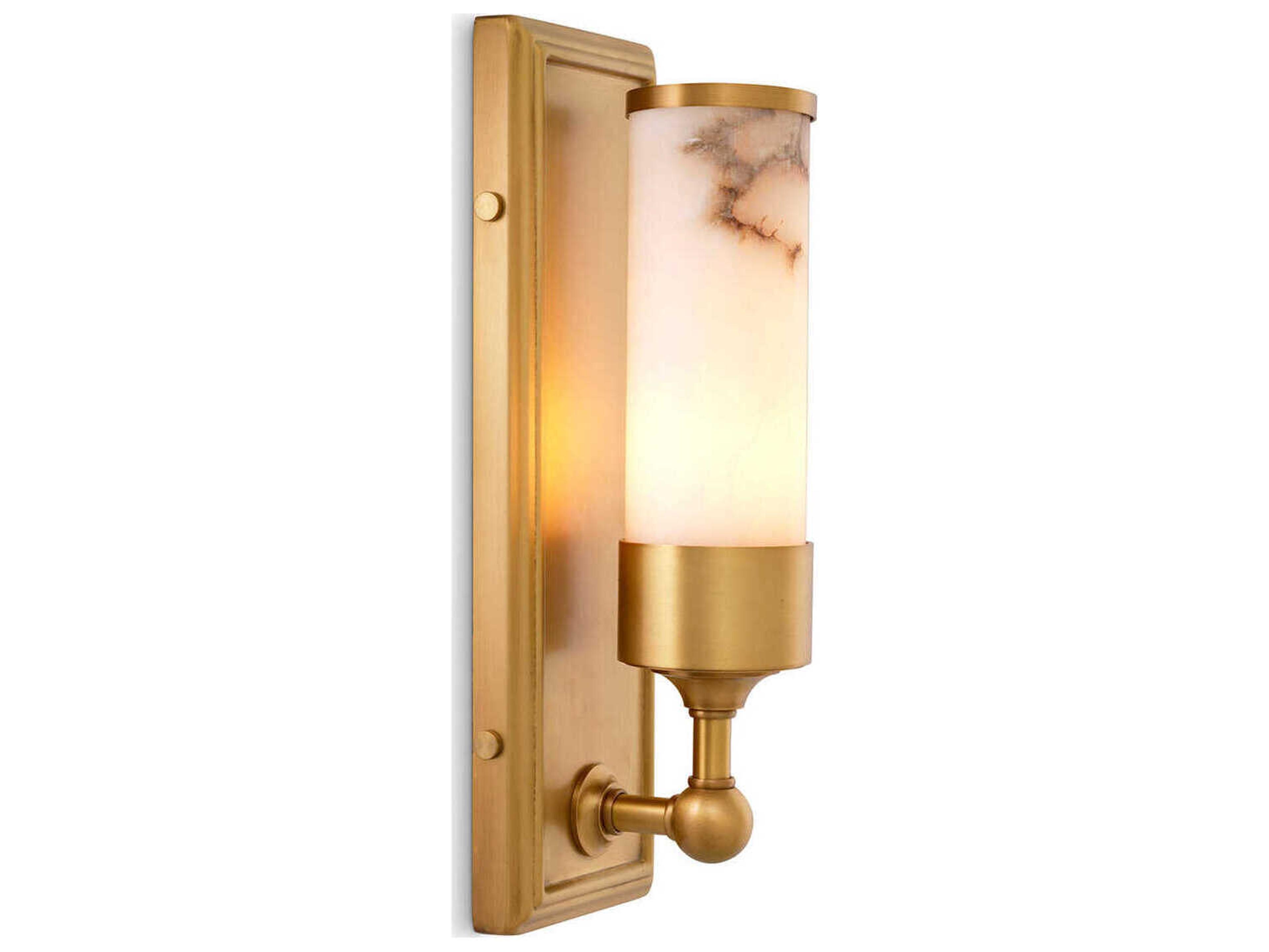 Valentine Wall Lamp with Alabaster Shade in Antique Brass Finish