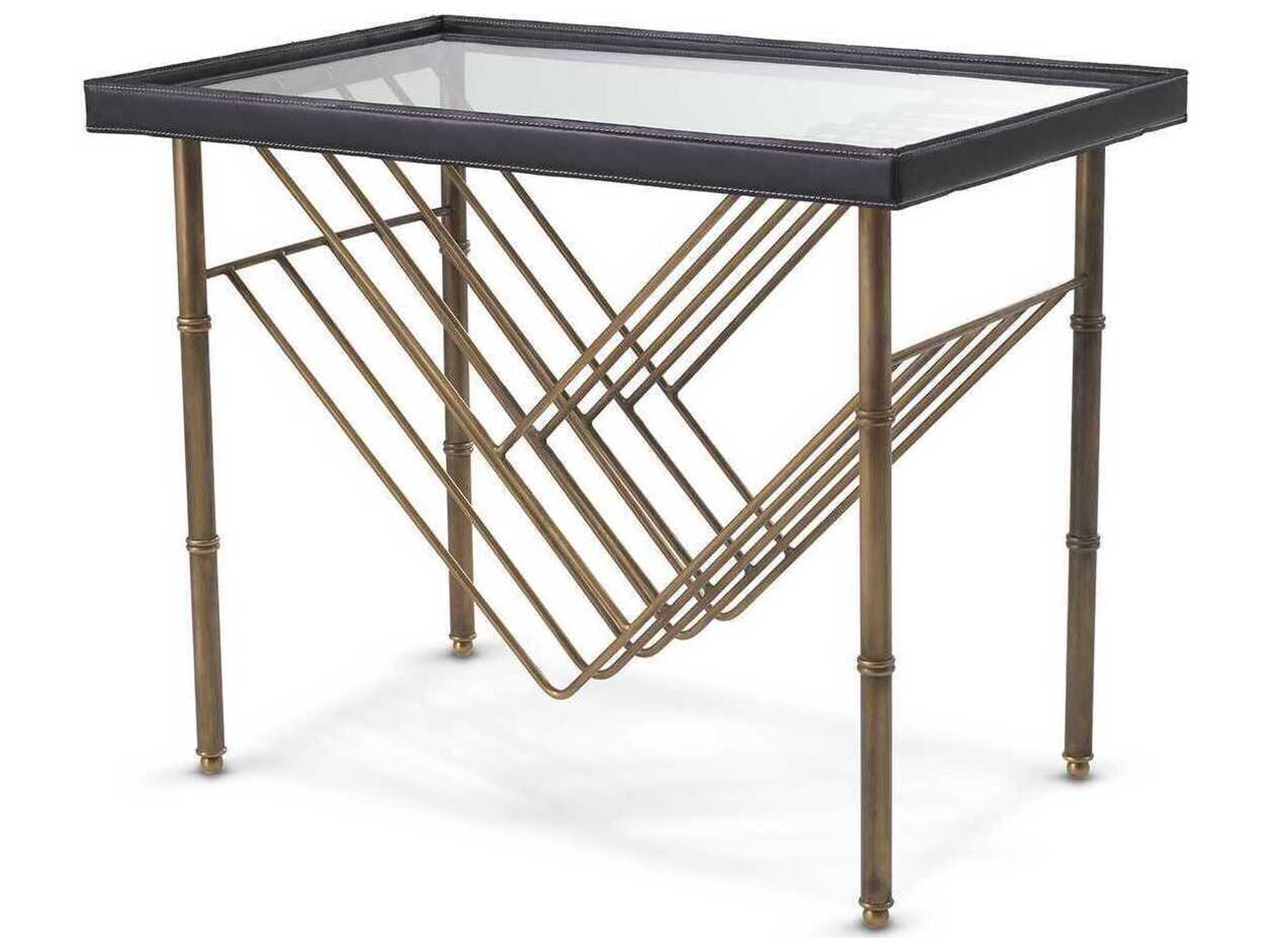 Princess With Magazine Rack Black Leather Side Table