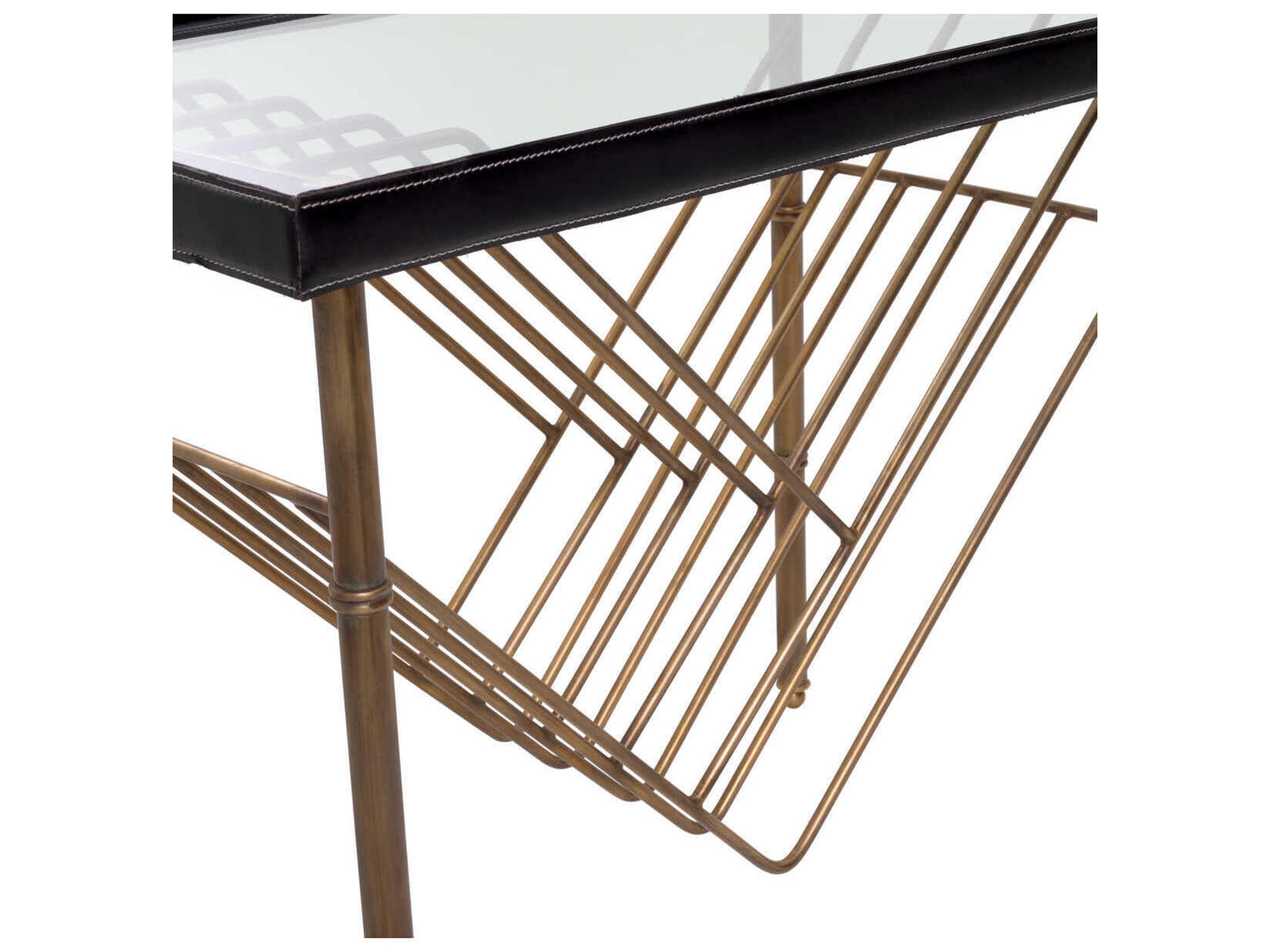 Eichholtz Princess With Magazine Rack Black Leather Side Table