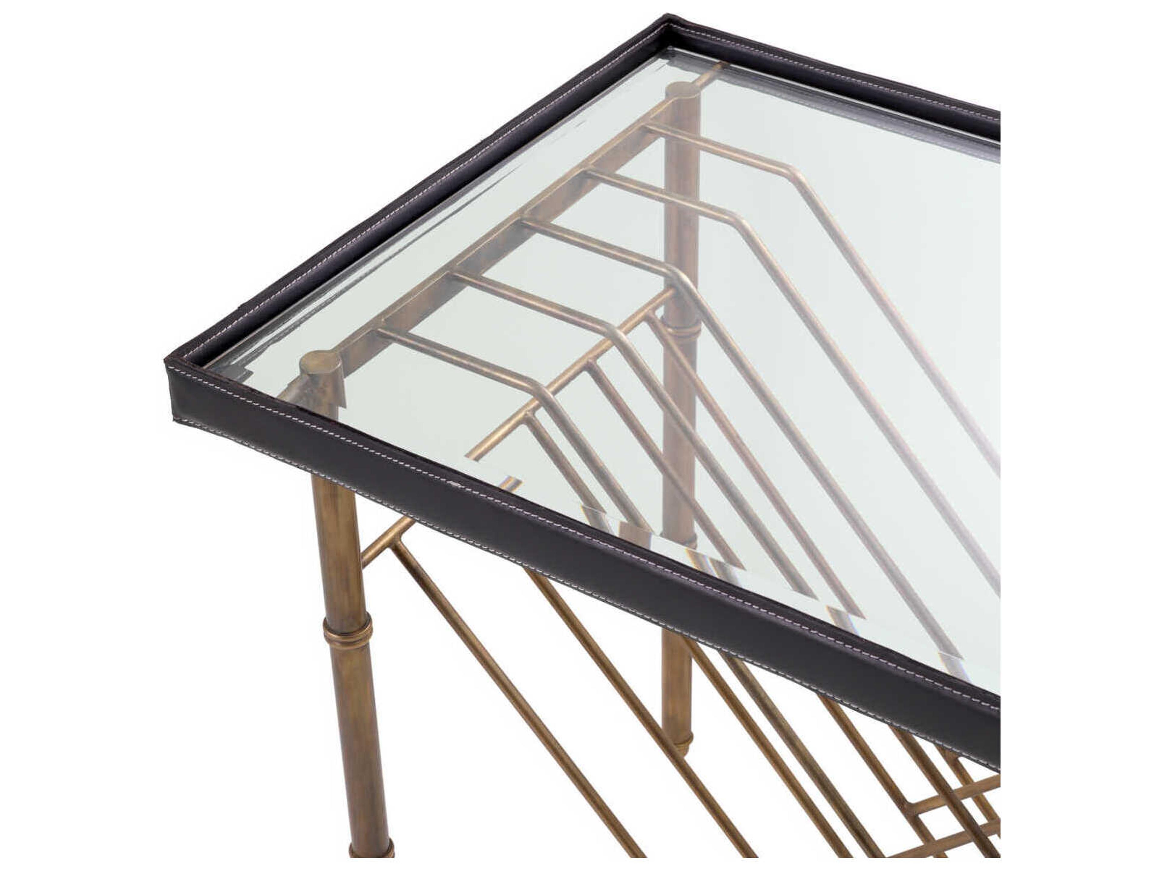 Eichholtz Princess With Magazine Rack Black Leather Side Table