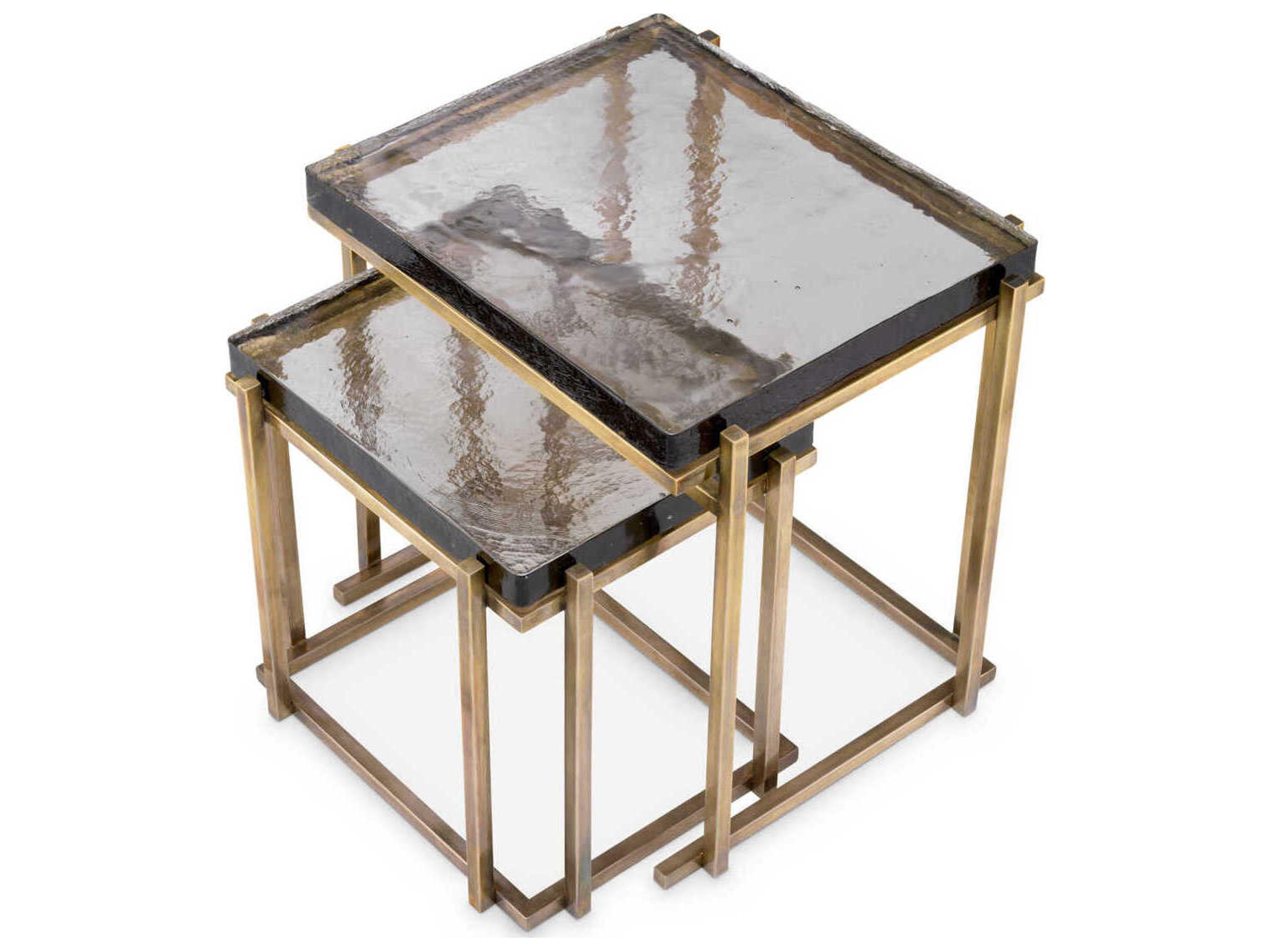 Eichholtz Niemeyer Vintage Brass Set of 2 Side Table