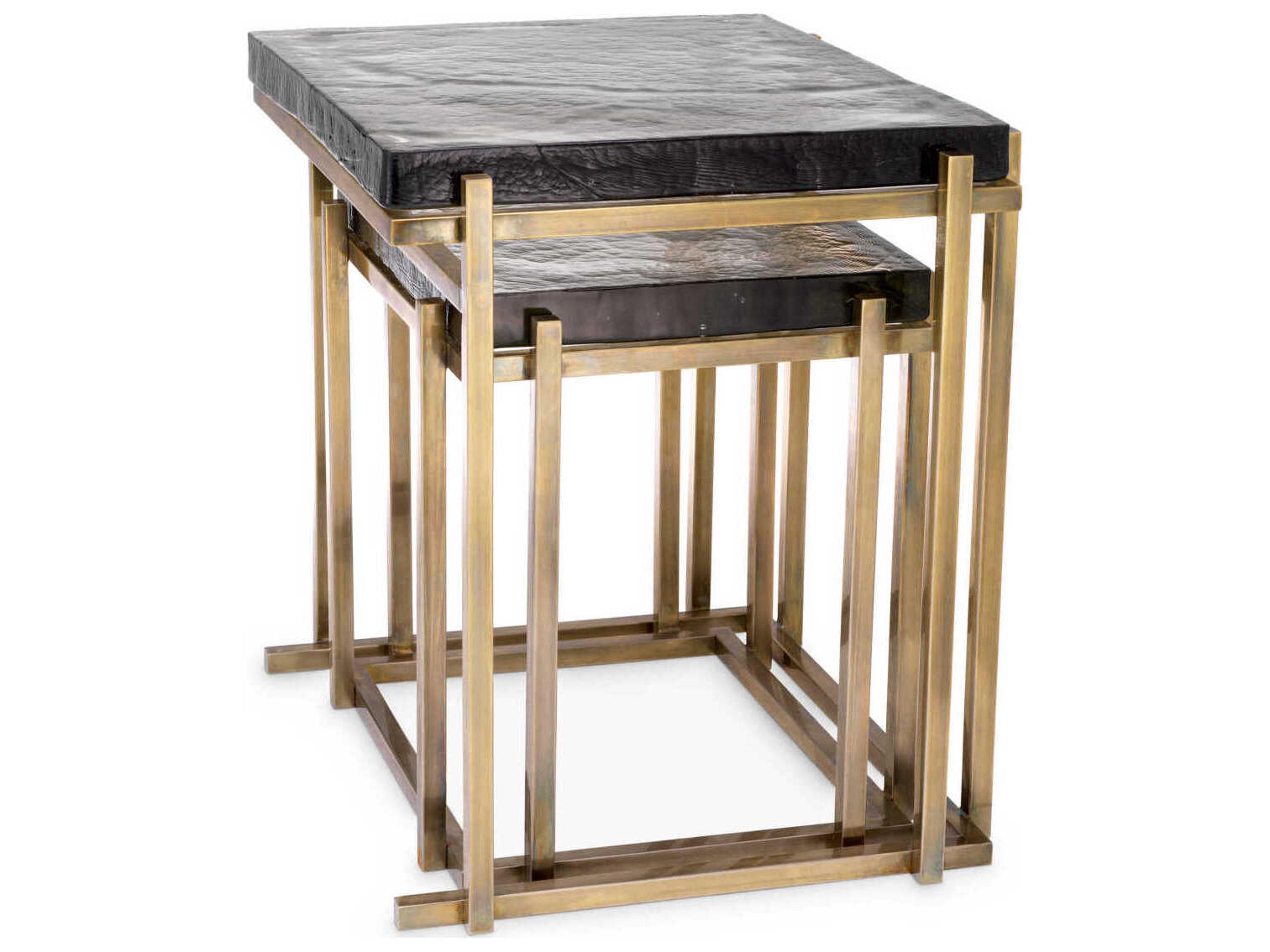 Eichholtz Niemeyer Vintage Brass Set of 2 Side Table