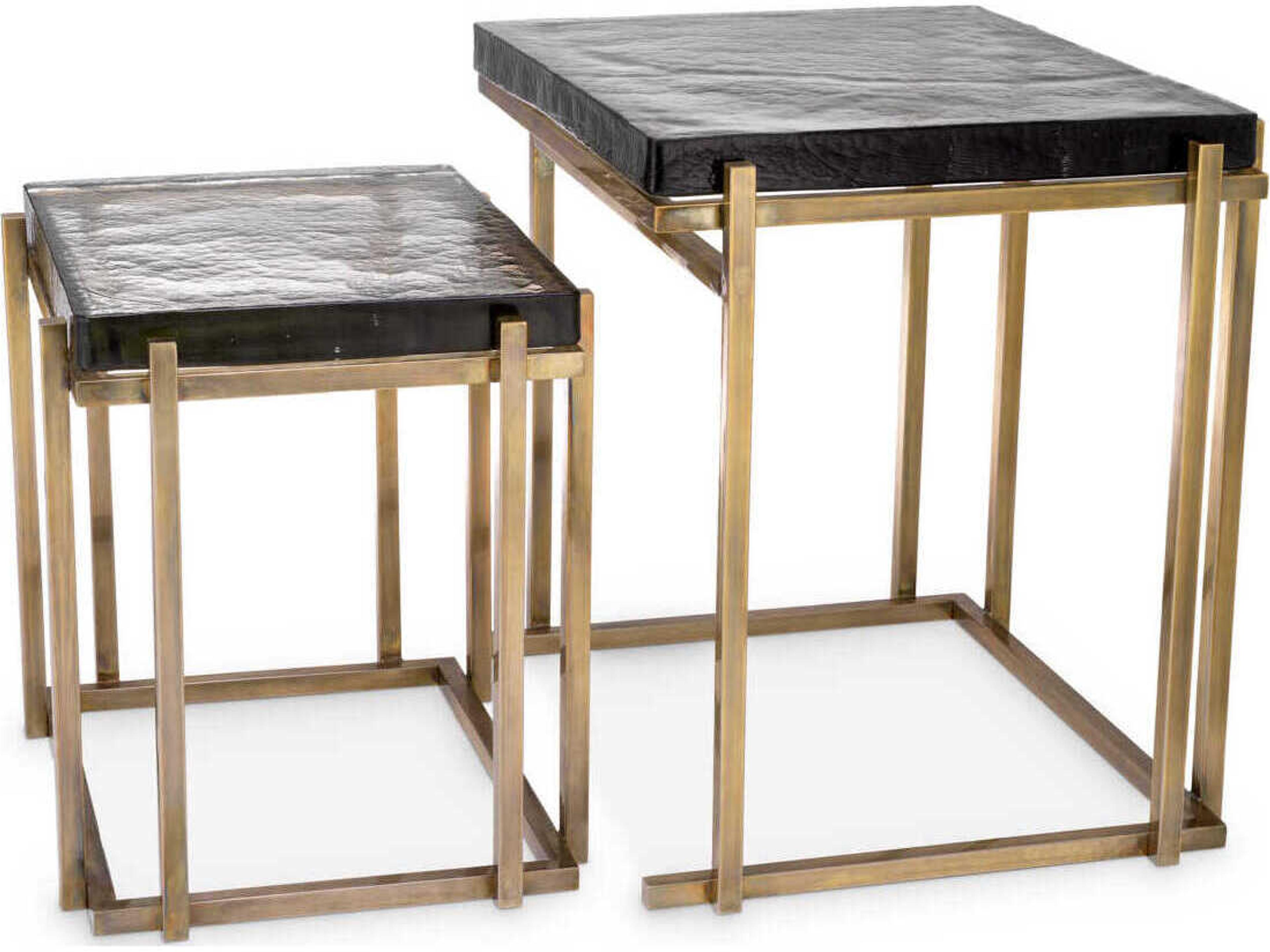 Eichholtz Niemeyer Vintage Brass Set of 2 Side Table