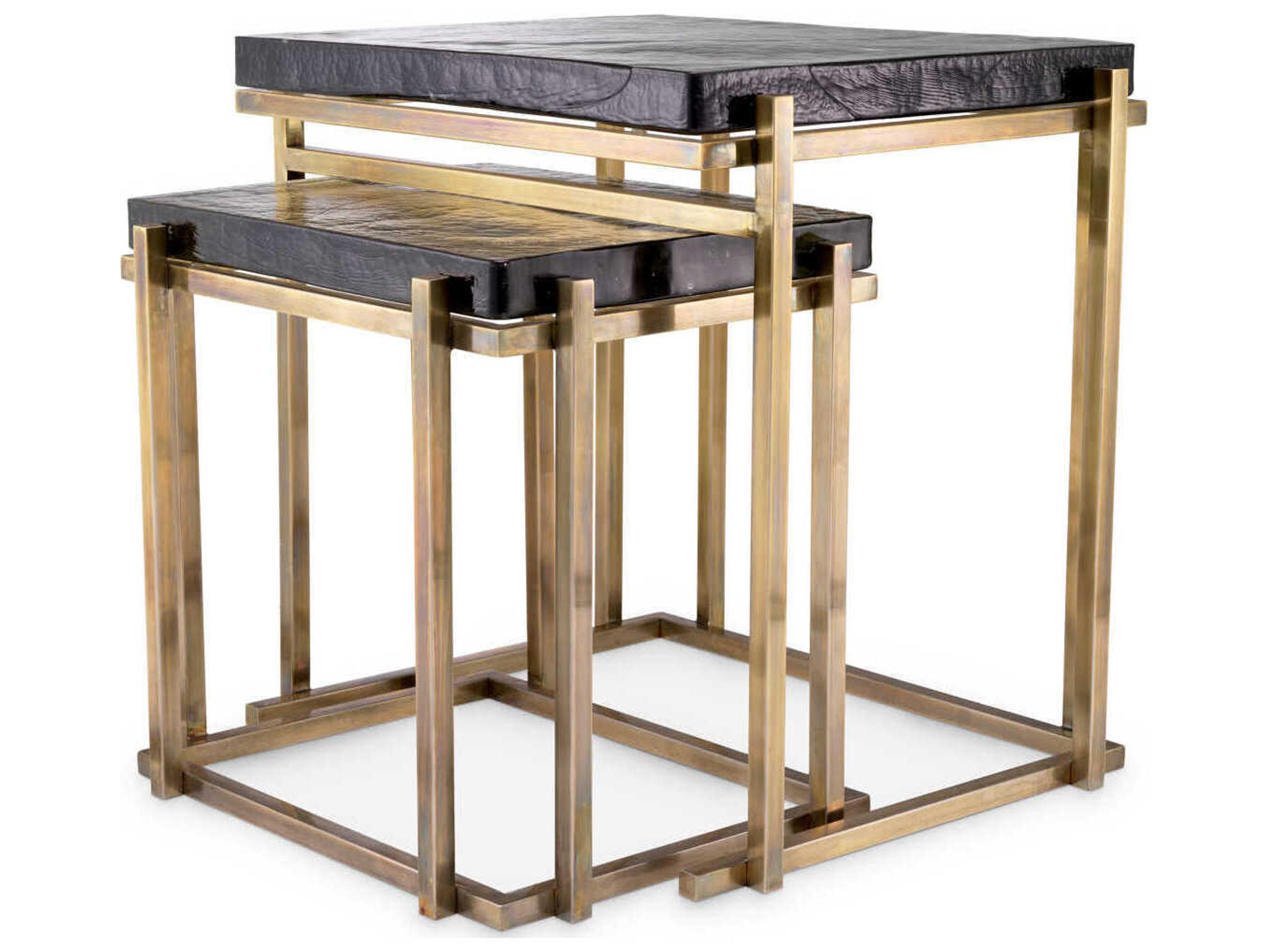 Eichholtz Niemeyer Vintage Brass Set of 2 Side Table