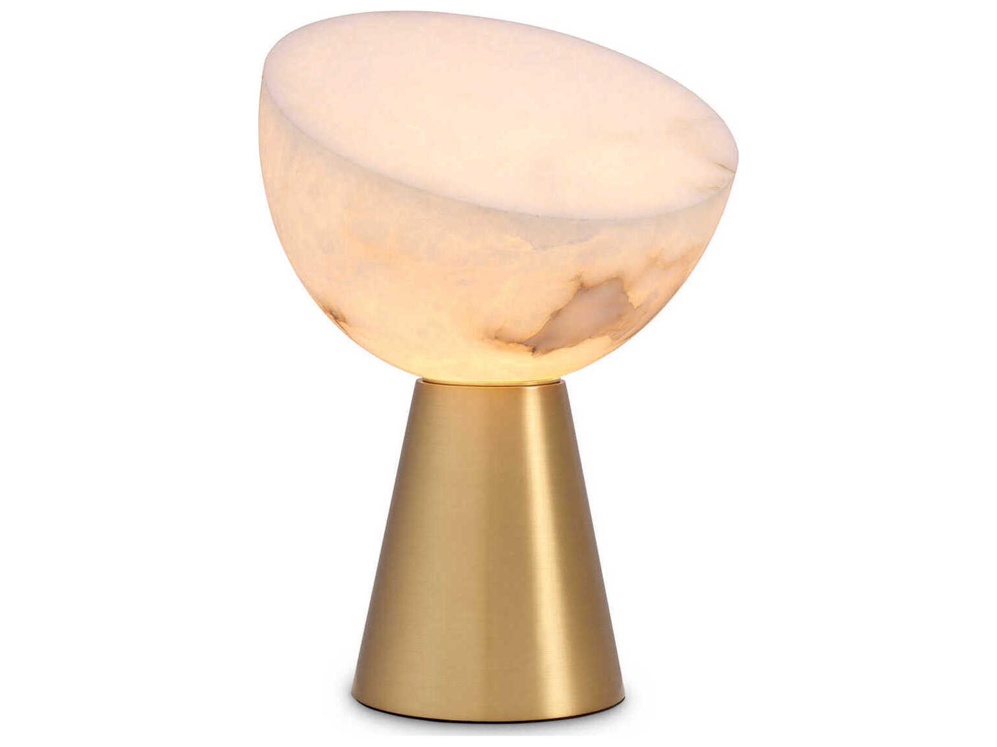 Chamonix Table Lamp in Antique Brass and Alabaster
