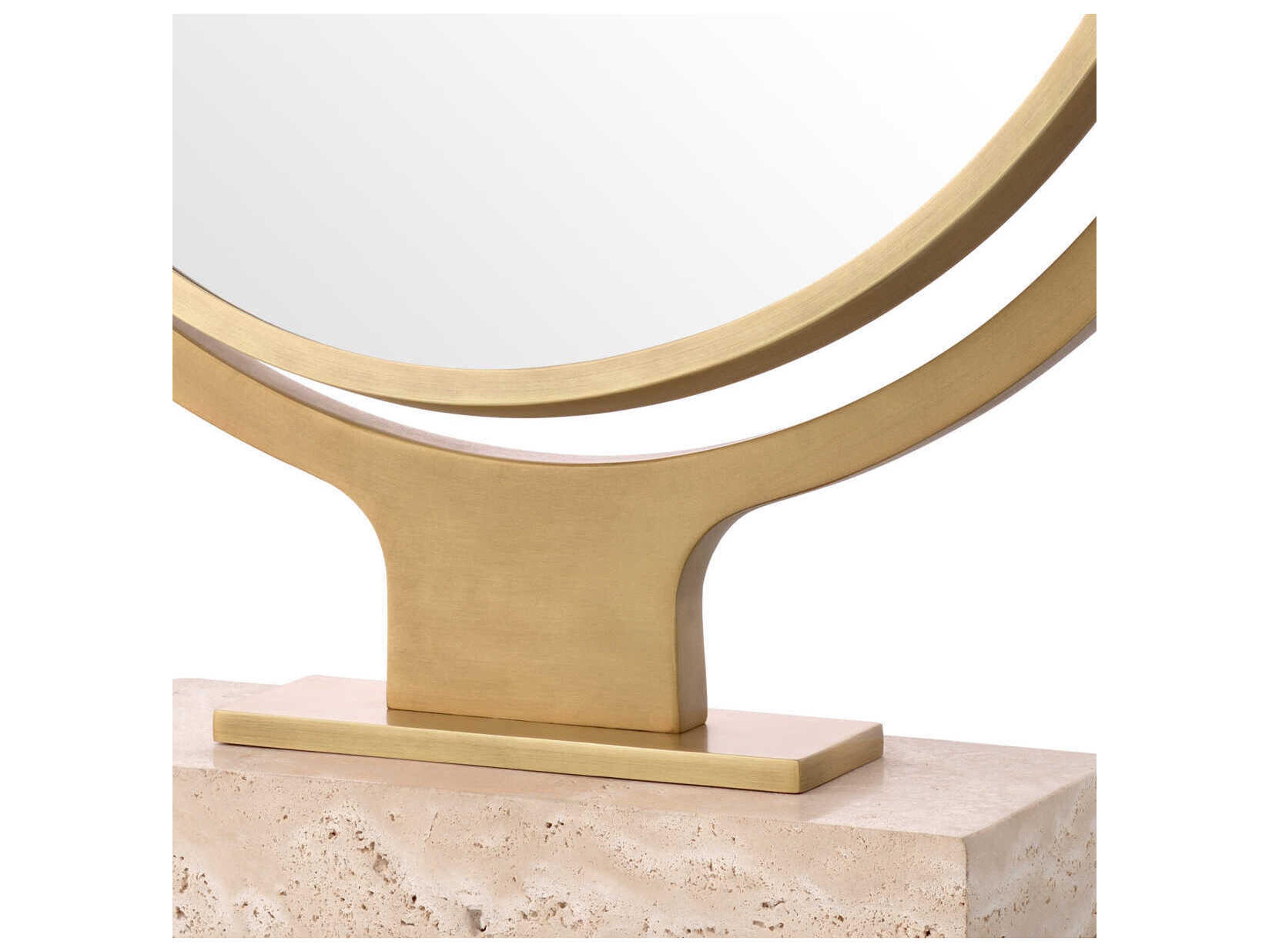 Eichholtz Briancon Travertine Antique Brass Table Mirror