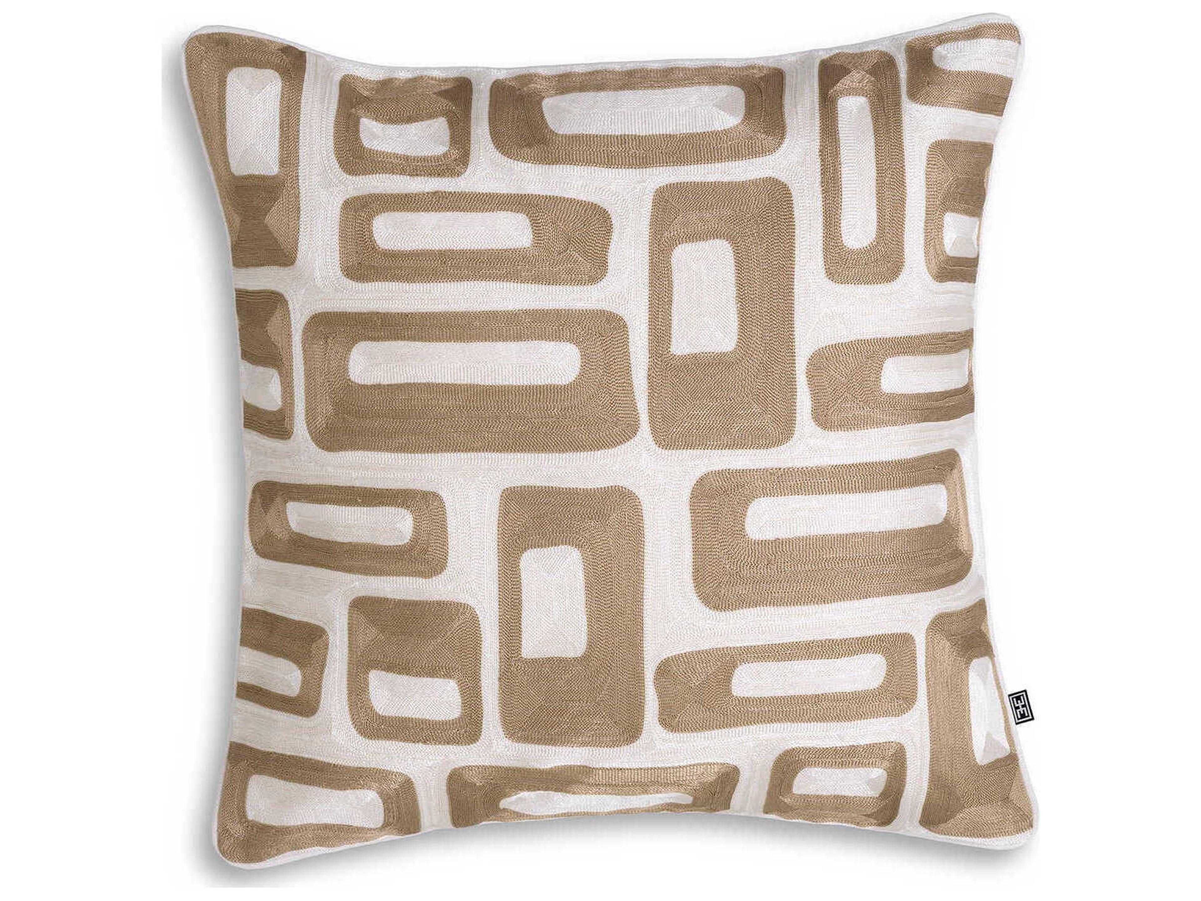 Cerva Cushion Beige and White Decorative Throw Pillow