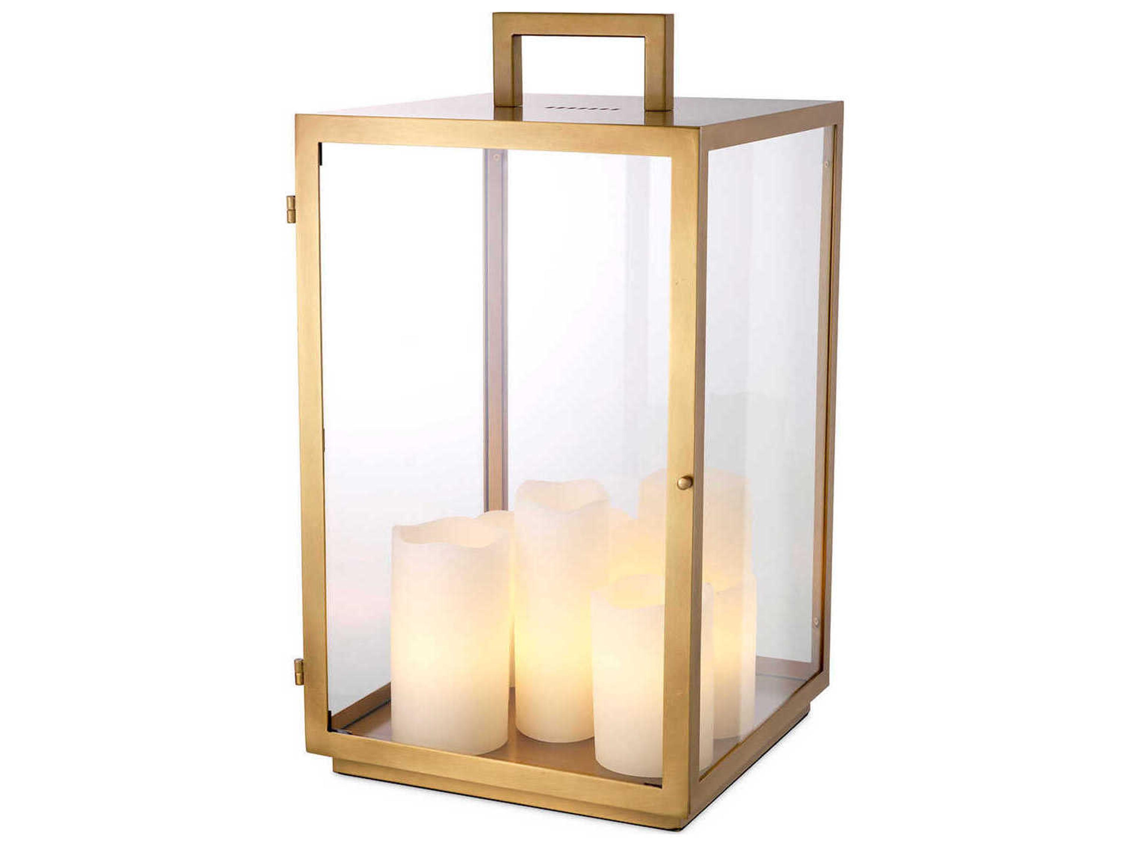 Debonair Table Lamp in Antique Brass and Clear Glass