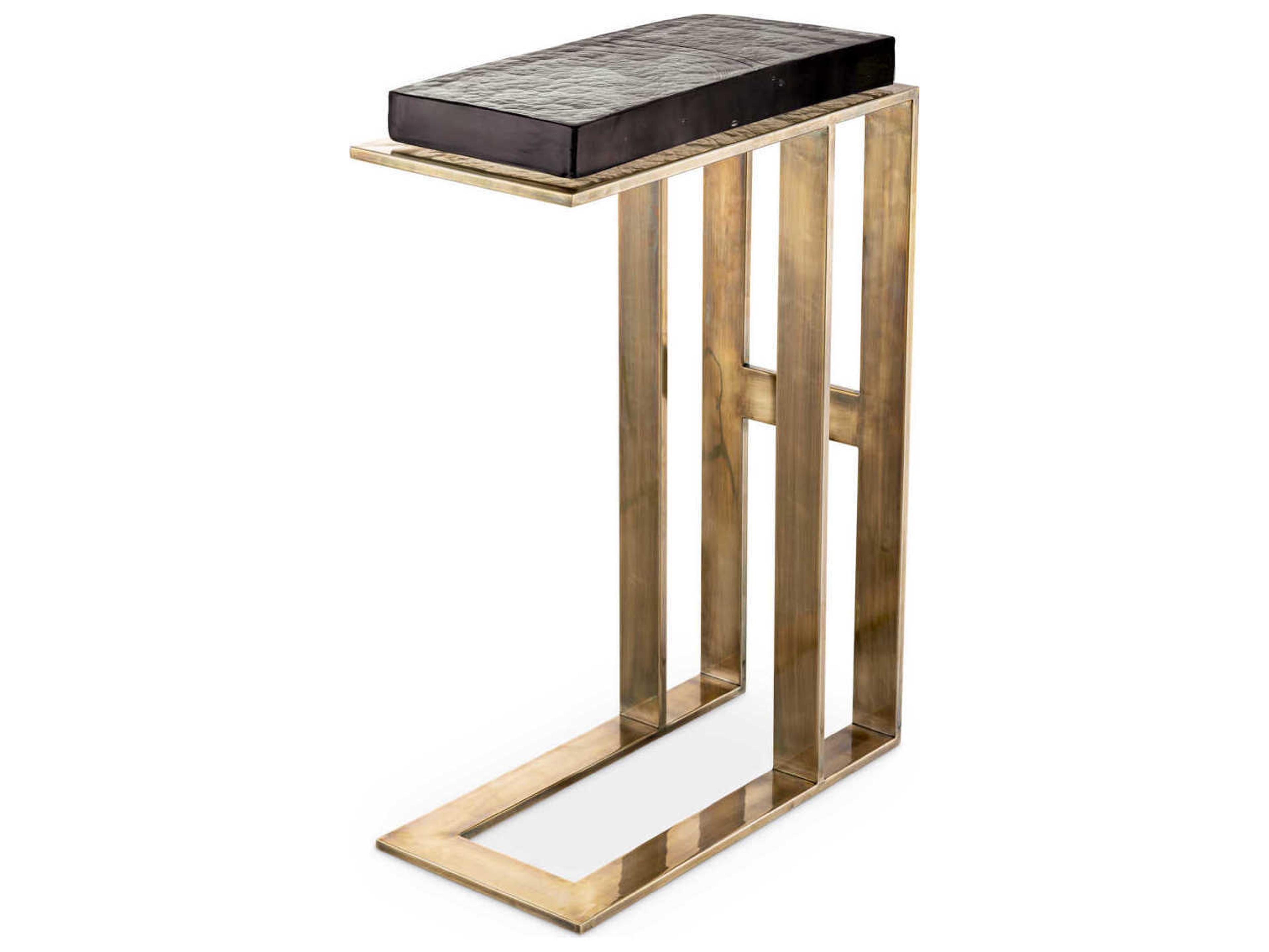 Eichholtz Pierre Vintage Brass Clear Glass Side Table