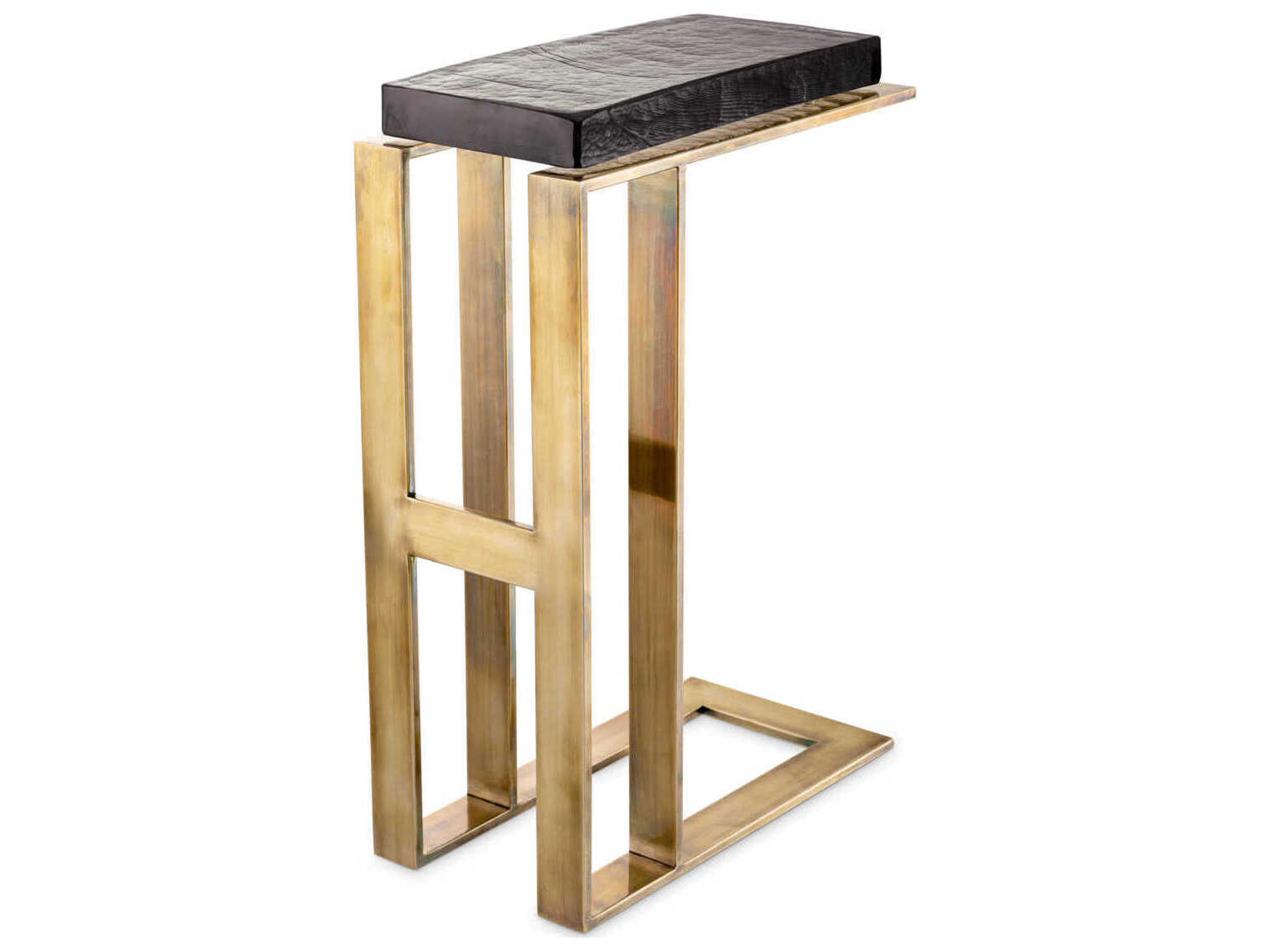 Eichholtz Pierre Vintage Brass Clear Glass Side Table